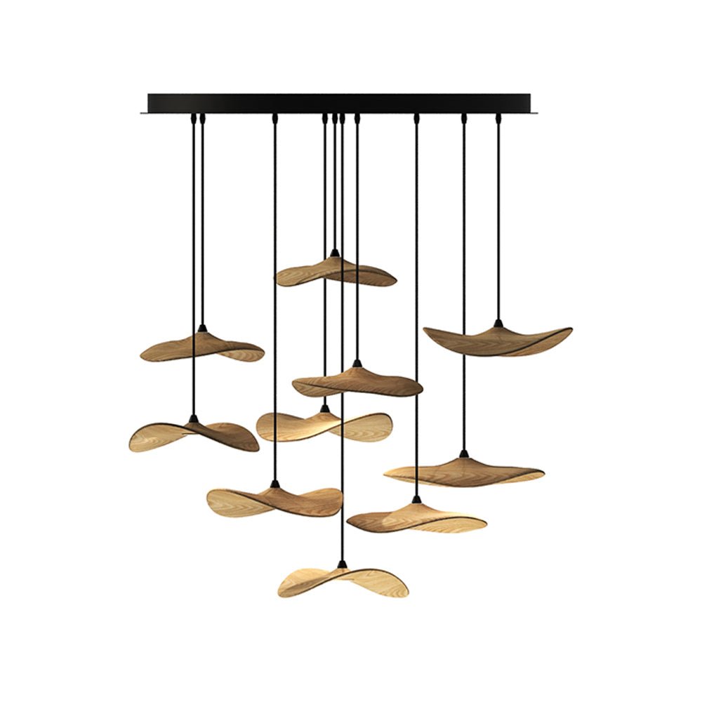 Abbott Modern Minimalist Empty Leaf Metal Wood Chandelier - Blowlighting