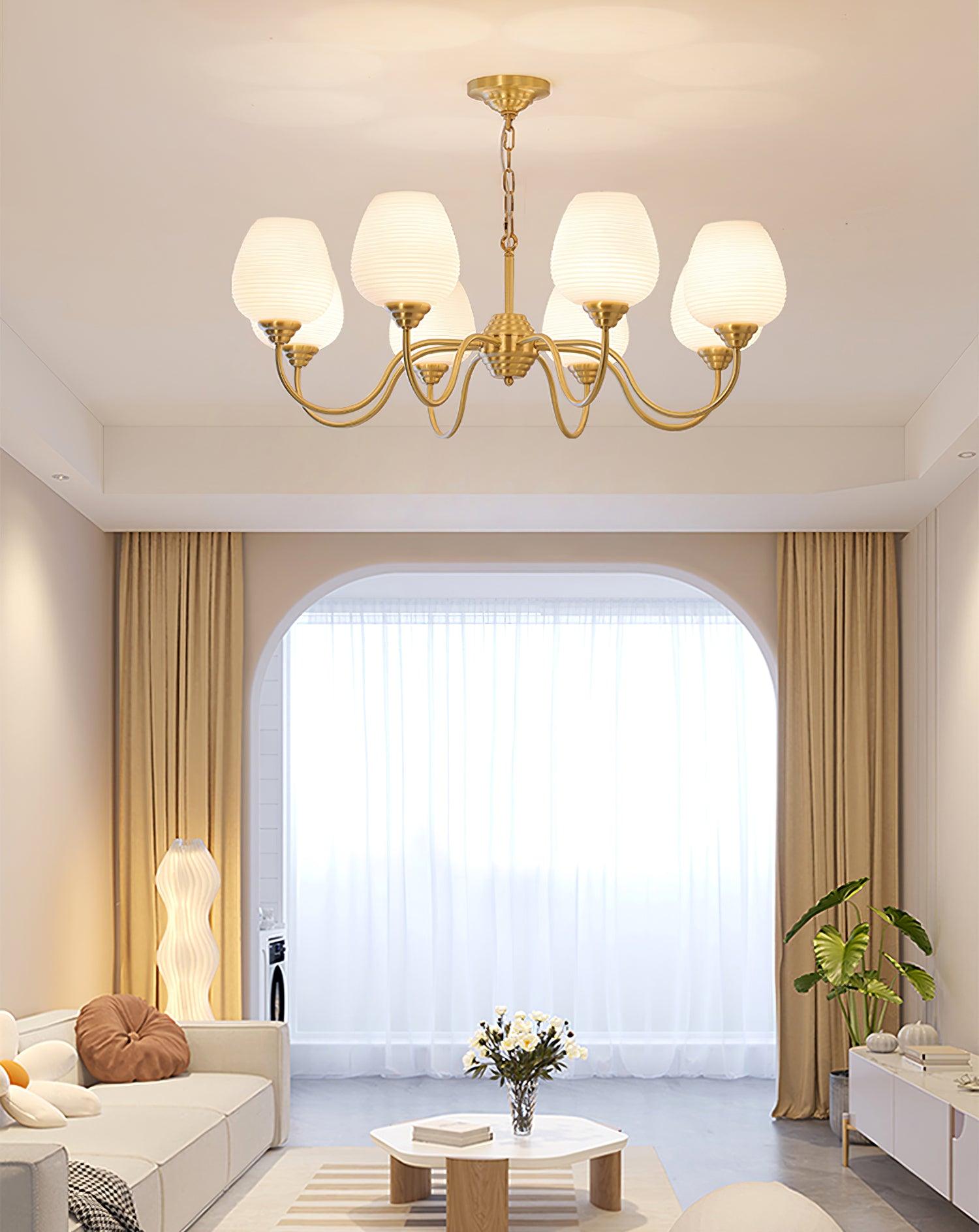 Lustra Kronleuchter Antik Messing Weiß Glas-Letslighting