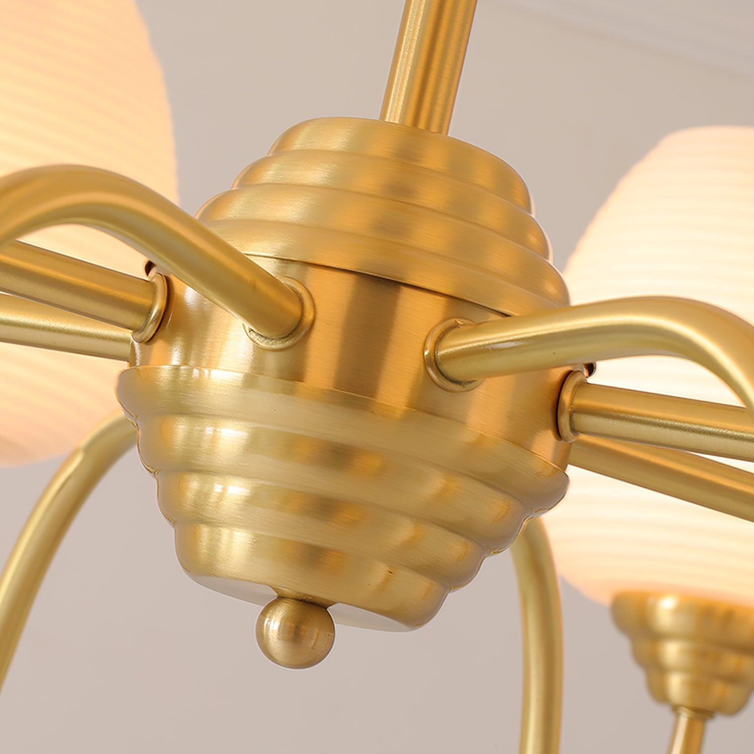 Lustra Kronleuchter Antik Messing Weiß Glas-Letslighting