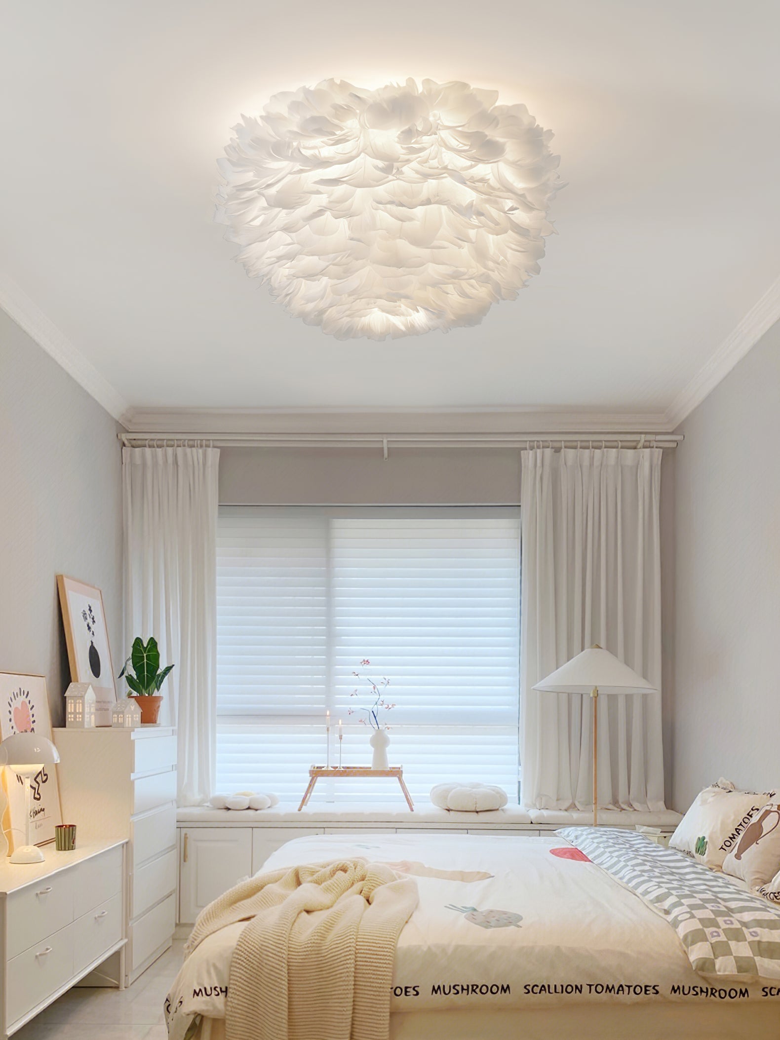 Zalore Premium Nordisch Kunst Gefiedert Deckenleuchte-Letslighting