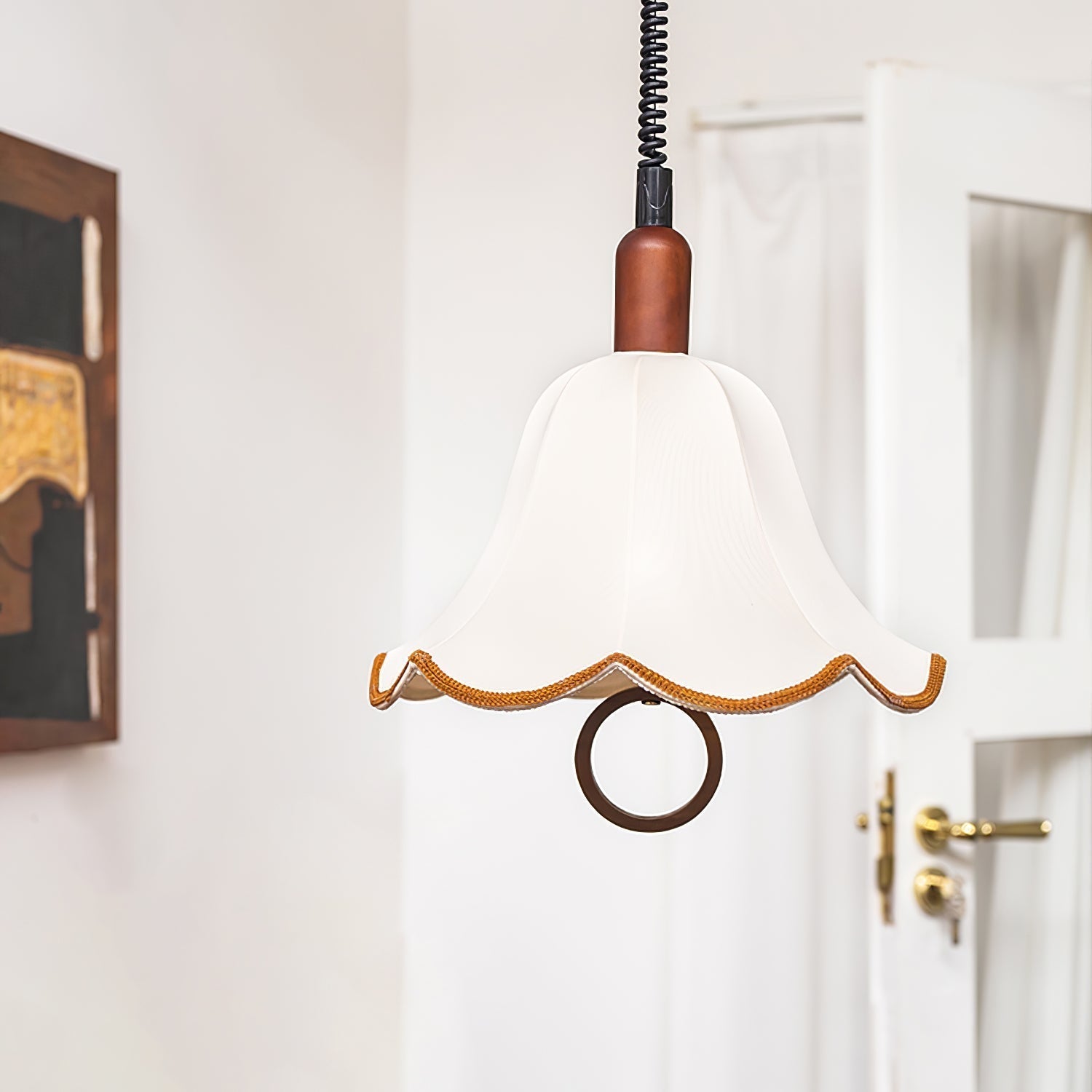 Eurvaryra Klassische Eleganz Stoff Holz Pendelleuchte-Letslighting