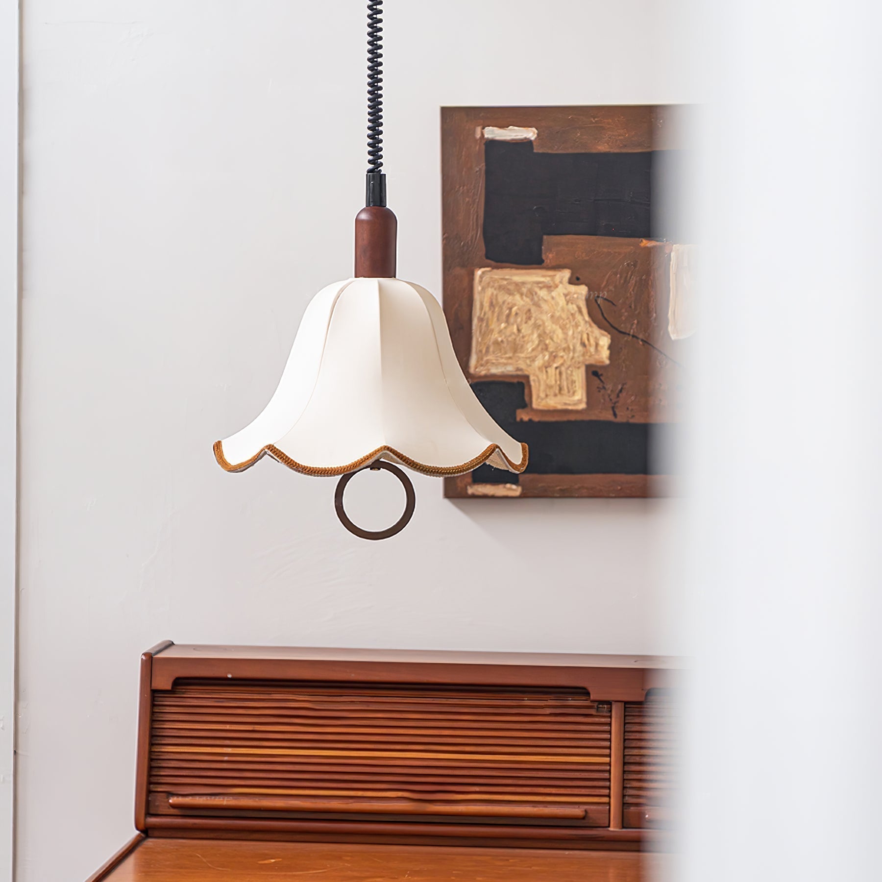 Eurvaryra Klassische Eleganz Stoff Holz Pendelleuchte-Letslighting