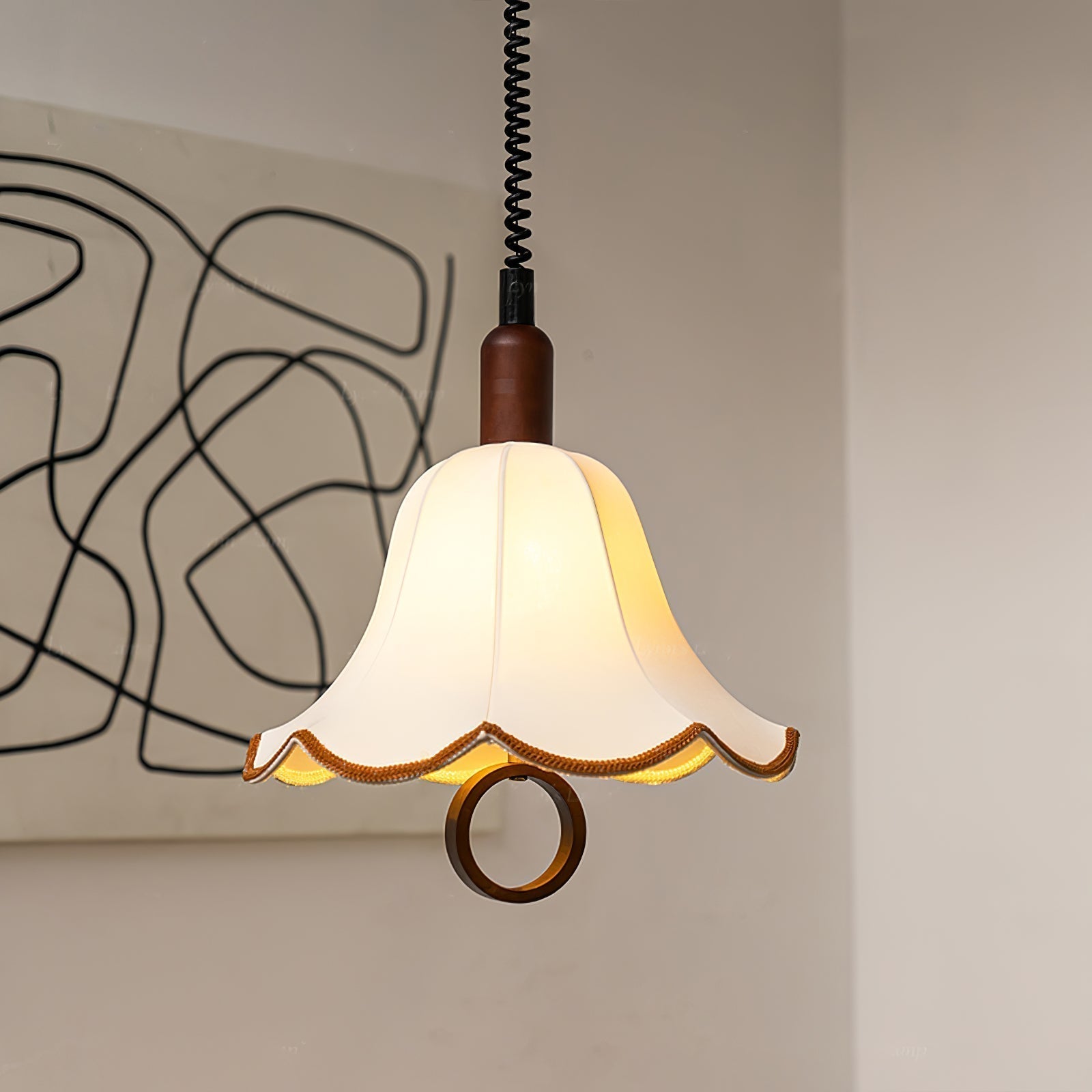 Eurvaryra Klassische Eleganz Stoff Holz Pendelleuchte-Letslighting