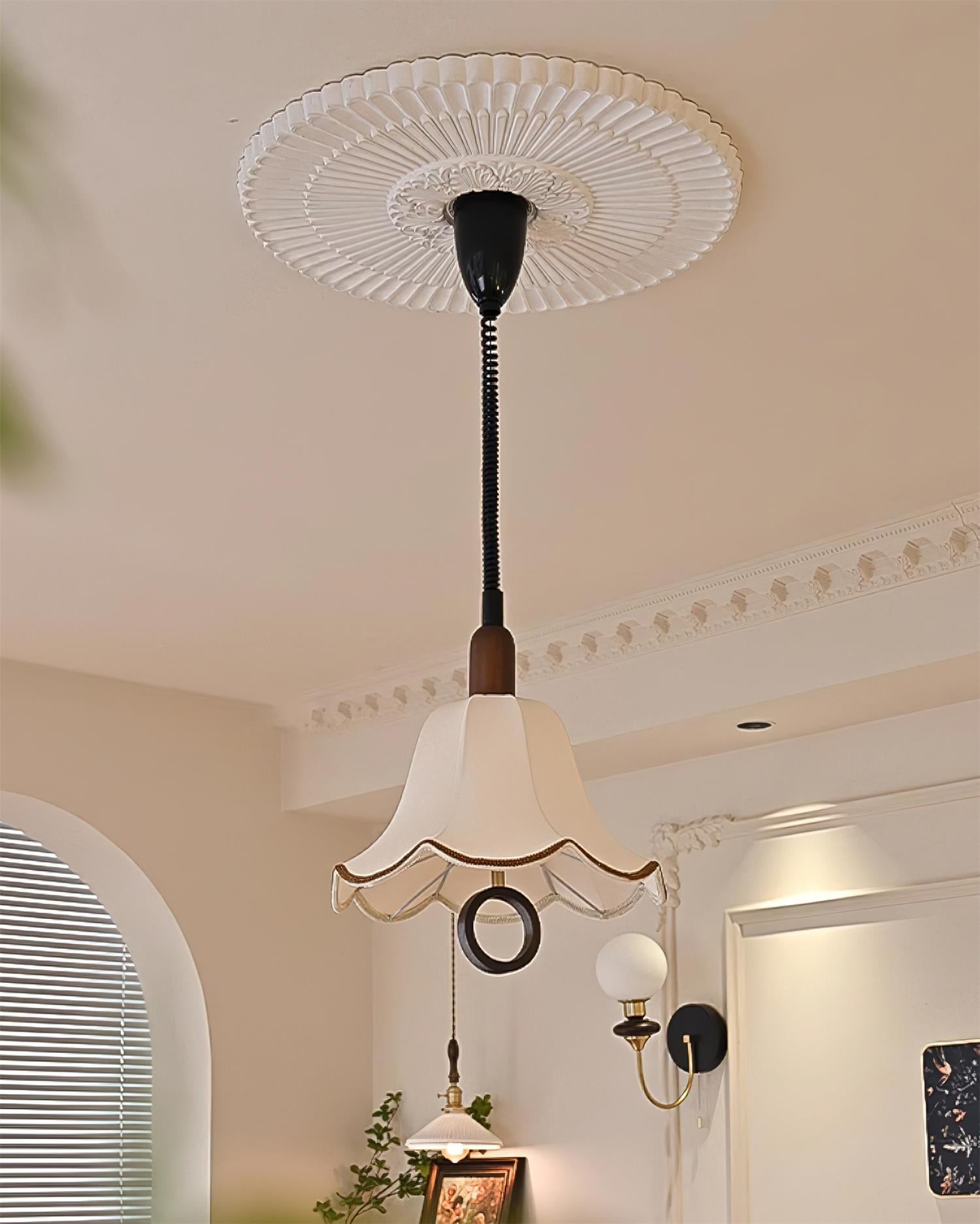 Eurvaryra Klassische Eleganz Stoff Holz Pendelleuchte-Letslighting