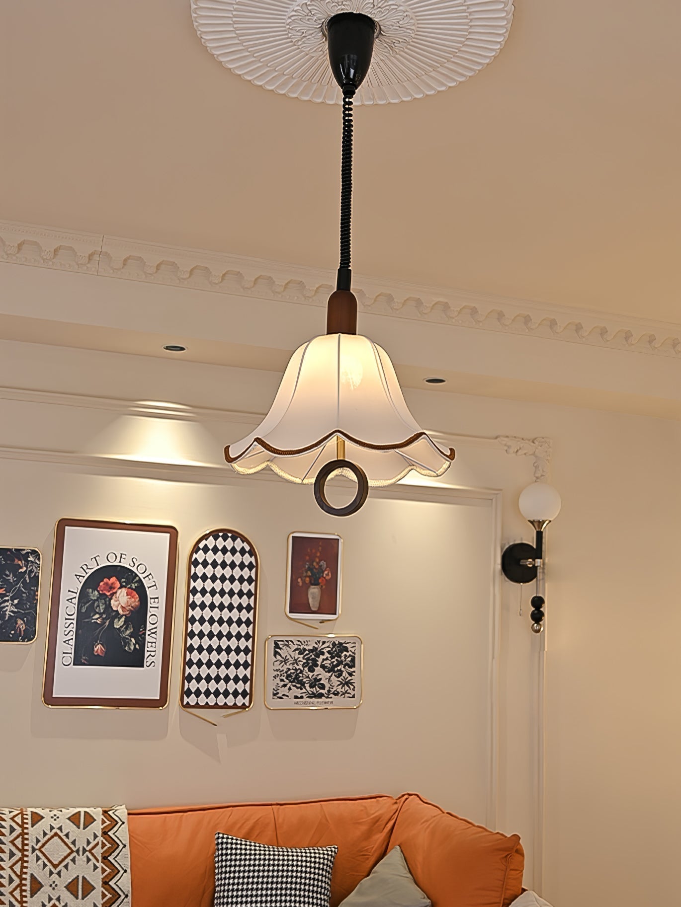 Eurvaryra Klassische Eleganz Stoff Holz Pendelleuchte-Letslighting
