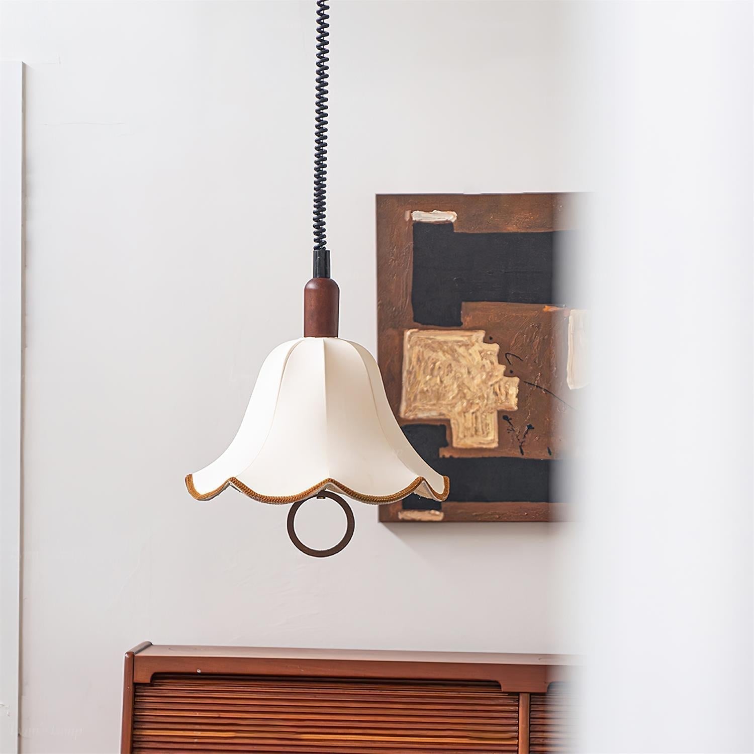 Eurvaryra Klassische Eleganz Stoff Holz Pendelleuchte-Letslighting