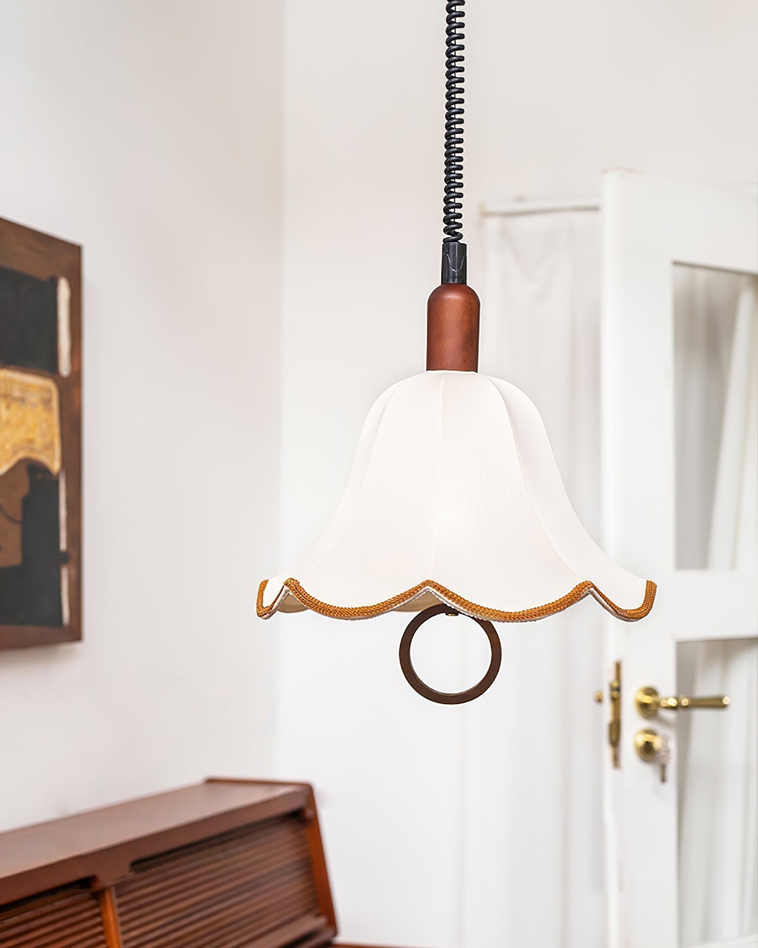 Eurvaryra Klassische Eleganz Stoff Holz Pendelleuchte-Letslighting