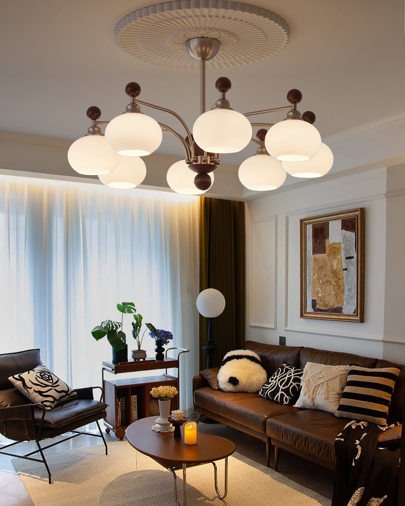 Ivloria Traditionelle Eleganz Orbit Holz Glas Kronleuchter-Letslighting