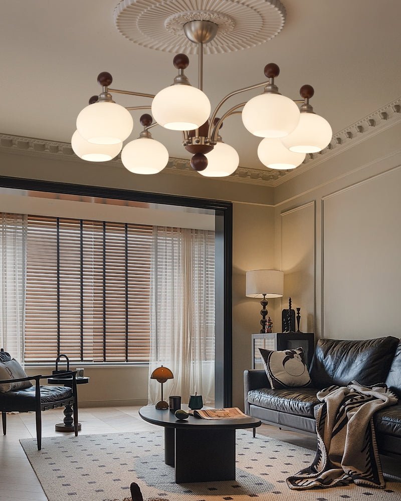 Ivloria Traditionelle Eleganz Orbit Holz Glas Kronleuchter-Letslighting