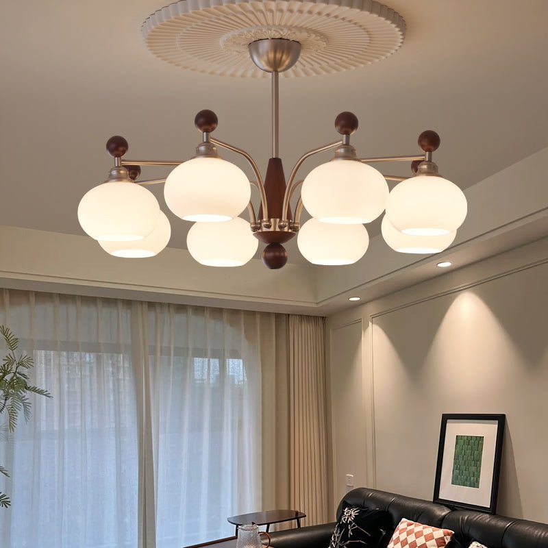 Ivloria Traditionelle Eleganz Orbit Holz Glas Kronleuchter-Letslighting
