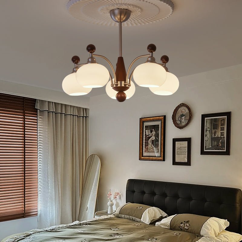 Ivloria Traditionelle Eleganz Orbit Holz Glas Kronleuchter-Letslighting