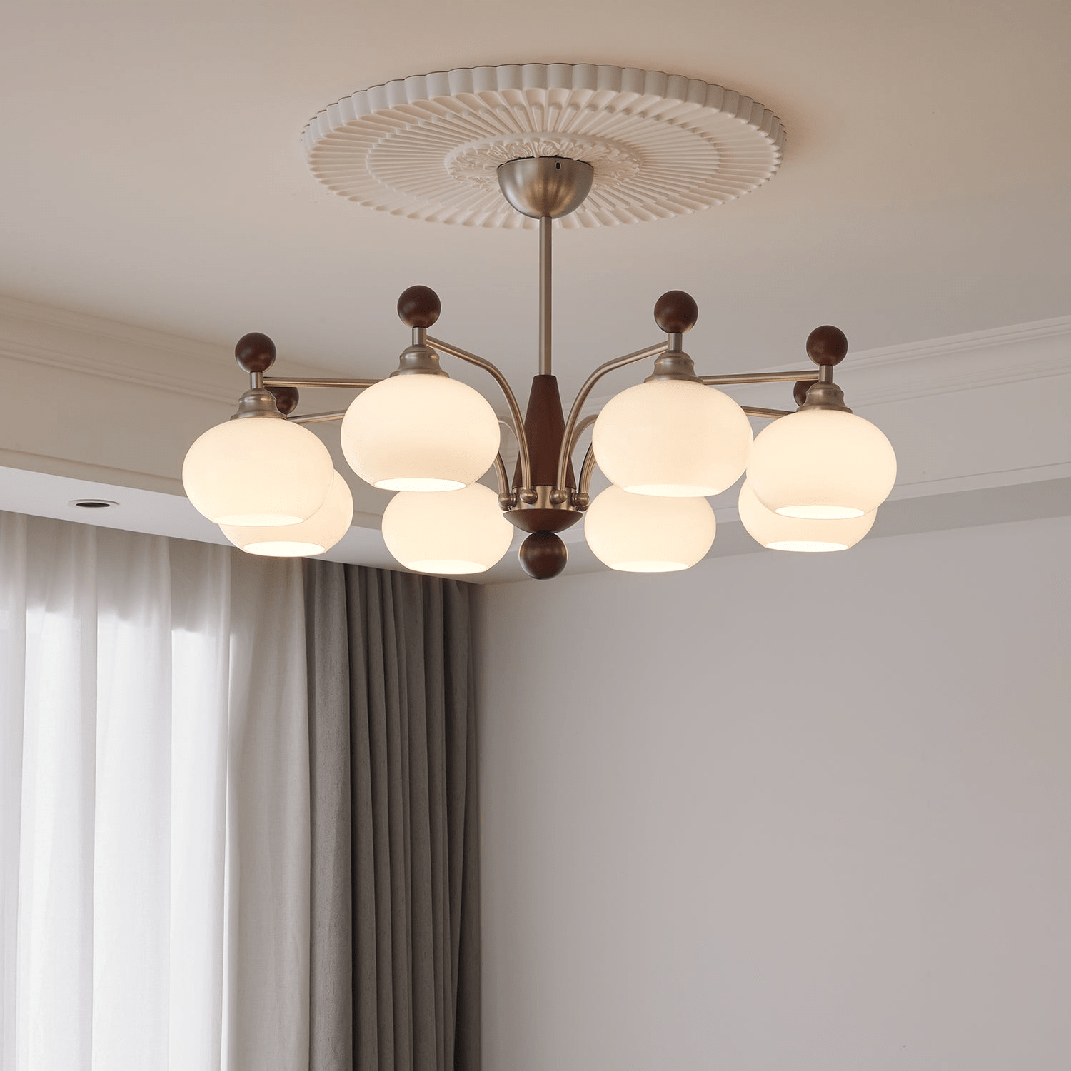 Ivloria Traditionelle Eleganz Orbit Holz Glas Kronleuchter-Letslighting