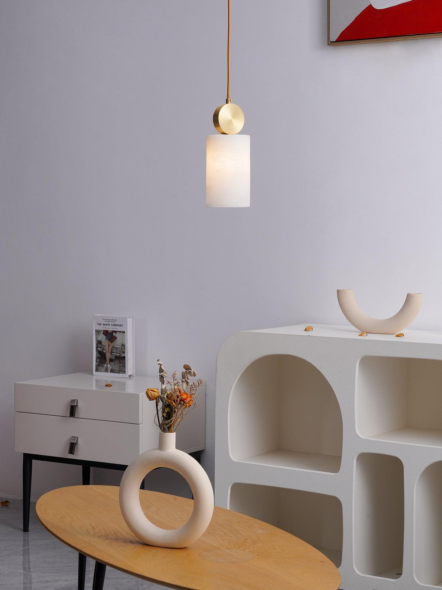 Lyrindis Cylinder Alabaster Pendant Light - Neutralighting
