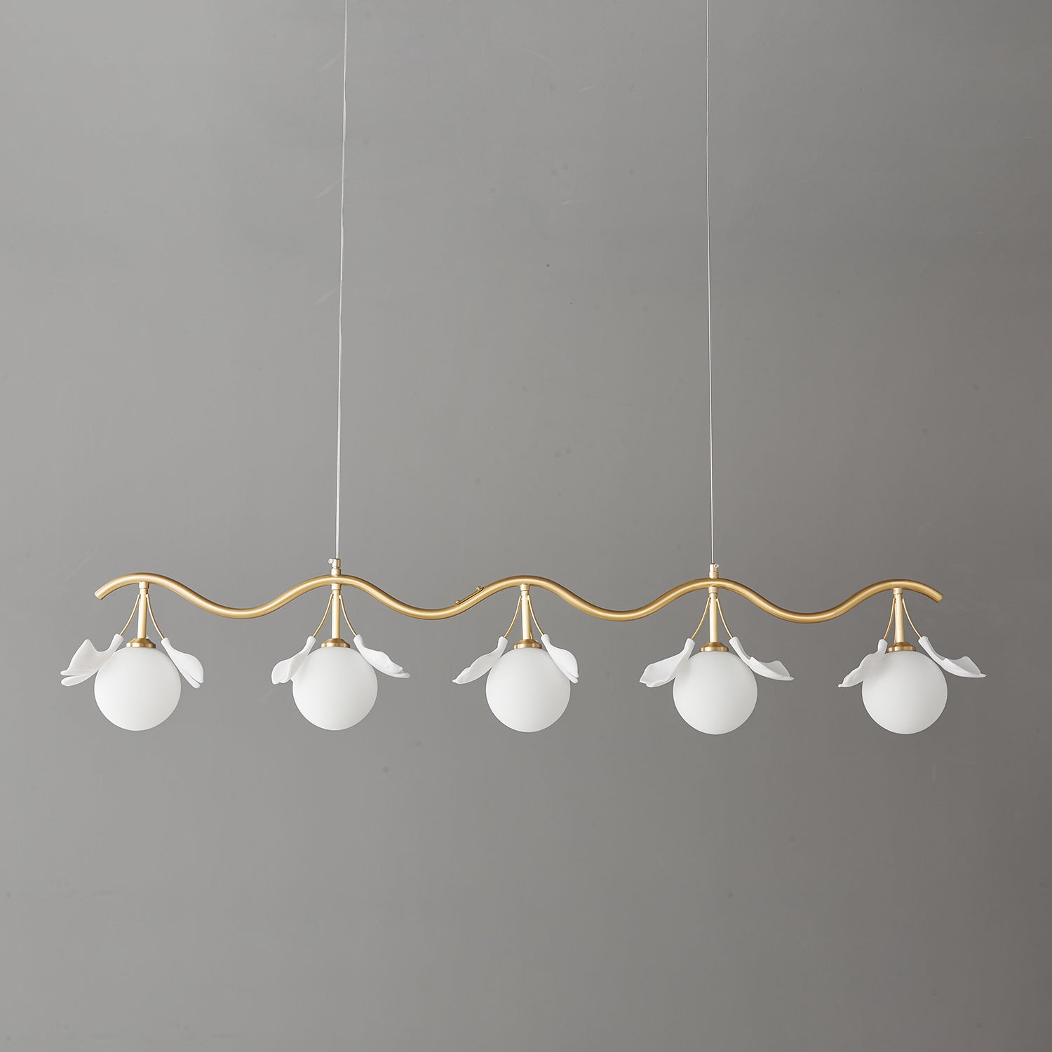 Olivia Keramik Gingko Blume Messing Kronleuchter-Letslighting