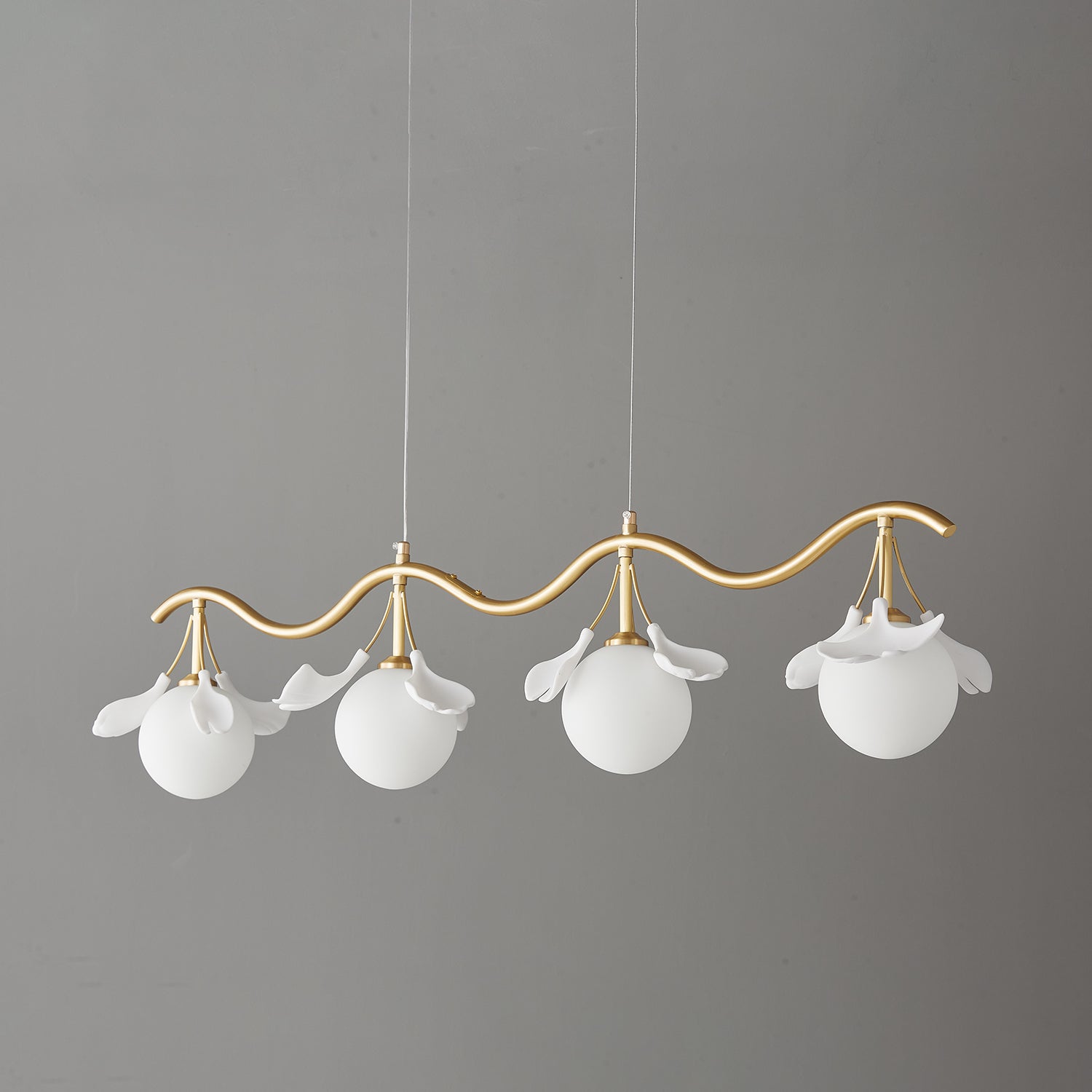 Olivia Keramik Gingko Blume Messing Kronleuchter-Letslighting