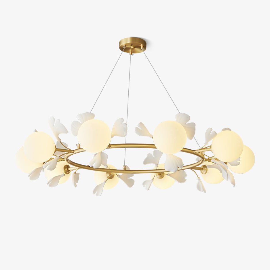 Olivia Keramik Gingko Blume Messing Kronleuchter-Letslighting