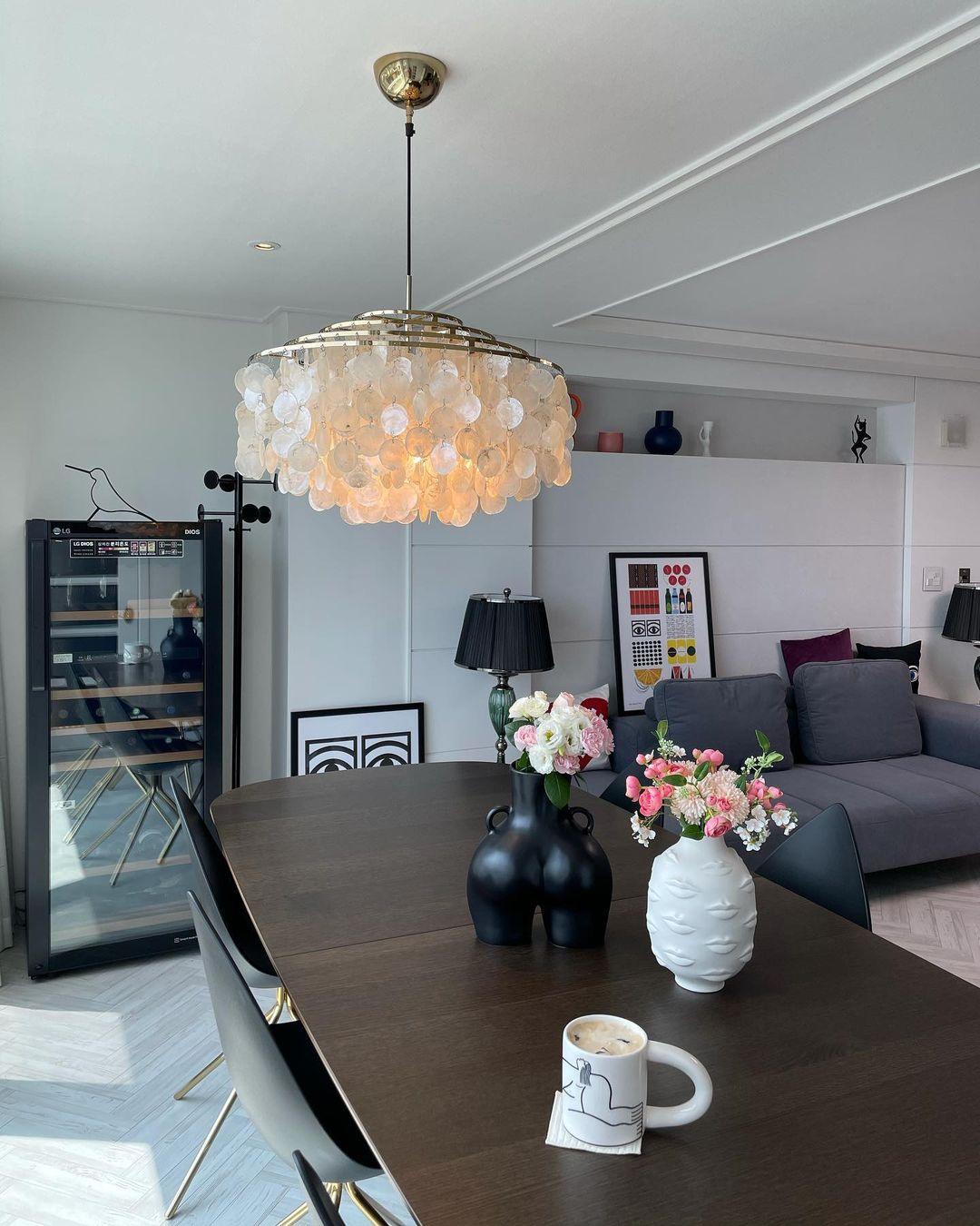 Lustra Runde Muschel-Ring Hängeleuchte-Letslighting