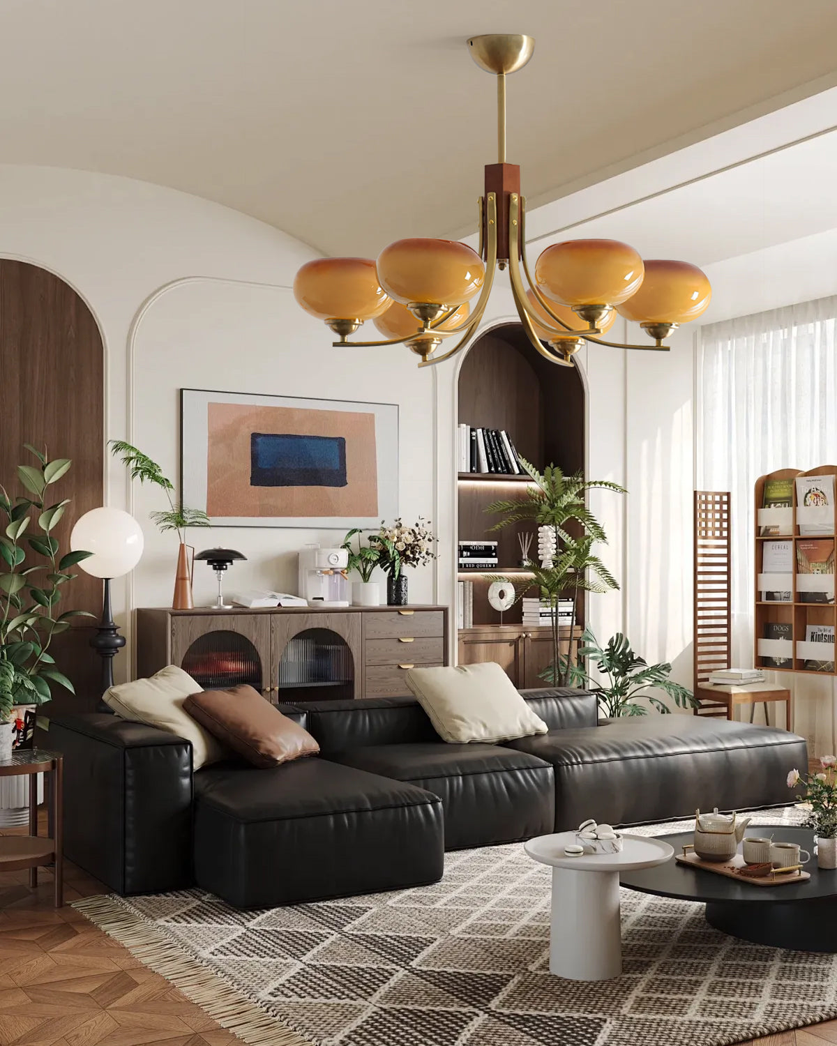 Auralyn 6-Light Amber Glass Globe Chandelier - Letslighting