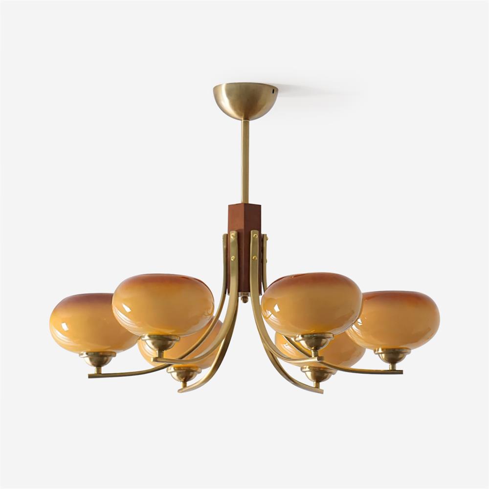 Auralyn 6-Light Amber Glass Globe Chandelier - Letslighting