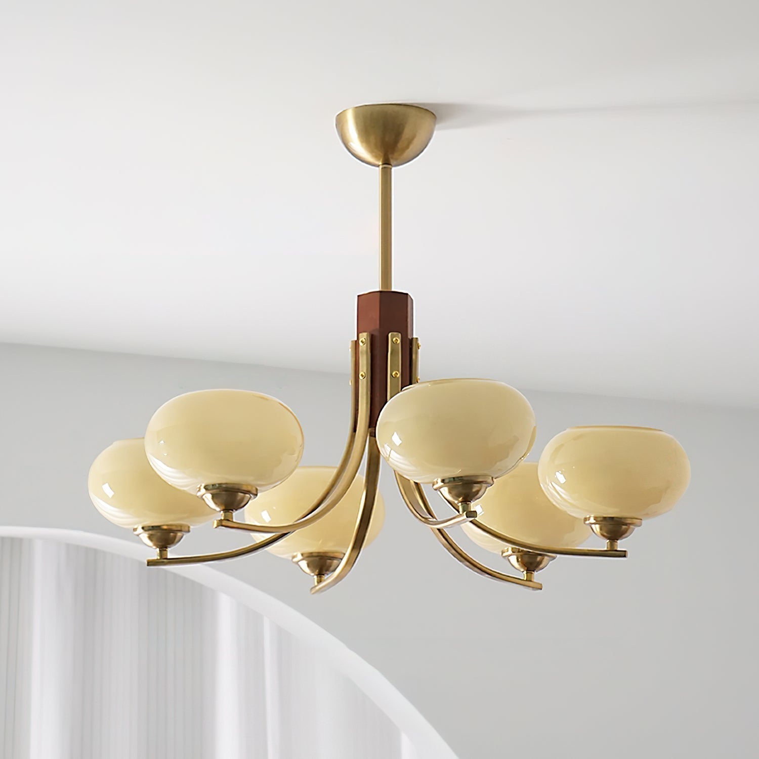 Auralyn 6-Light Amber Glass Globe Chandelier - Letslighting