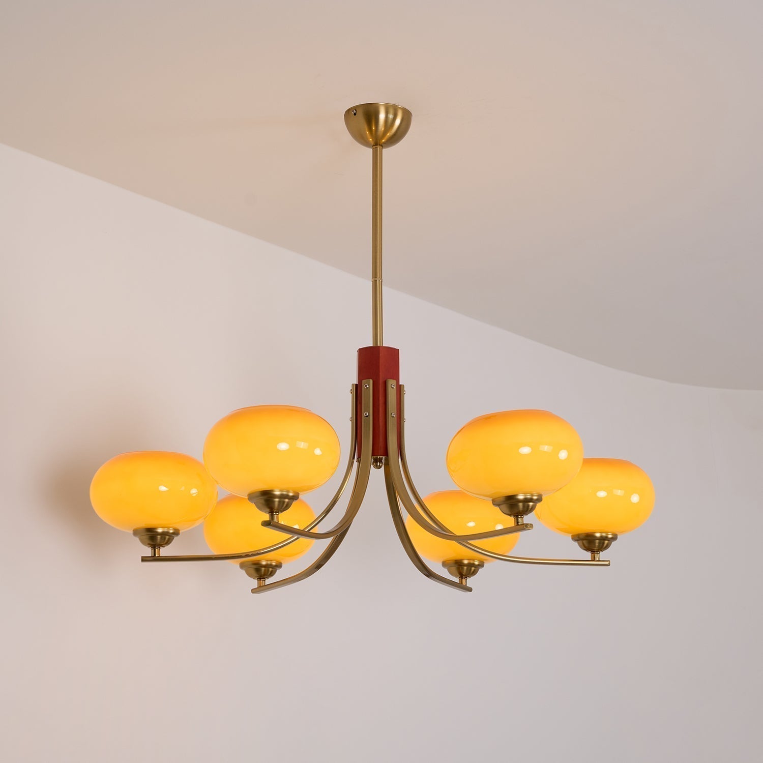 Auralyn 6-Light Amber Glass Globe Chandelier - Letslighting