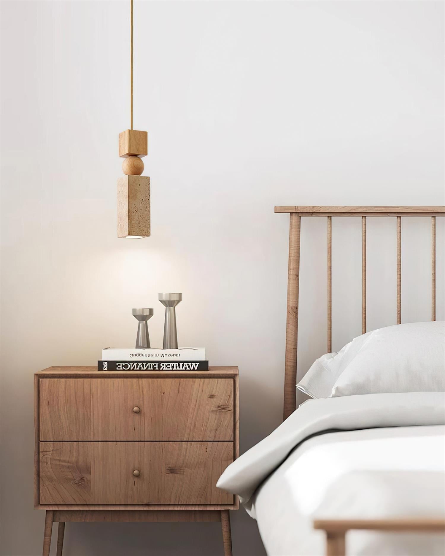 Pendant Light Geometric Wood Travertine Minimalist Nordic Hanging - Letslighting