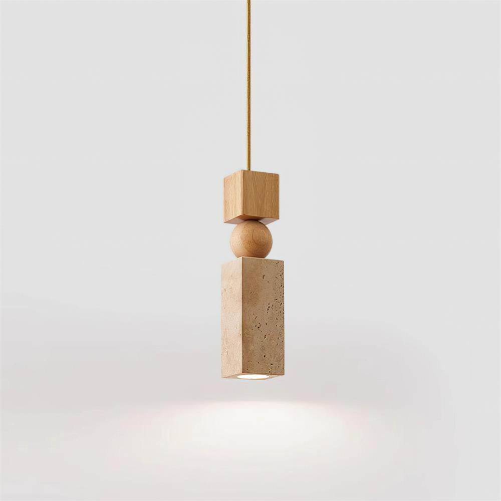 Pendant Light Geometric Wood Travertine Minimalist Nordic Hanging - Letslighting