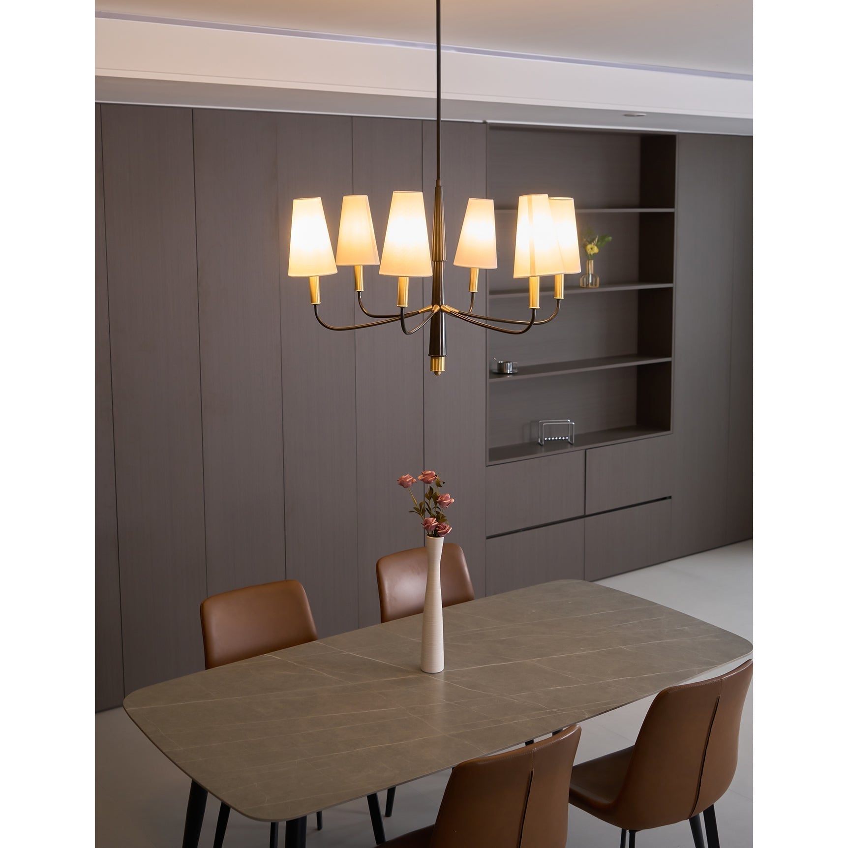 Lyshae Vintage Industrieller Messing-Stoff-Kronleuchter-Letslighting