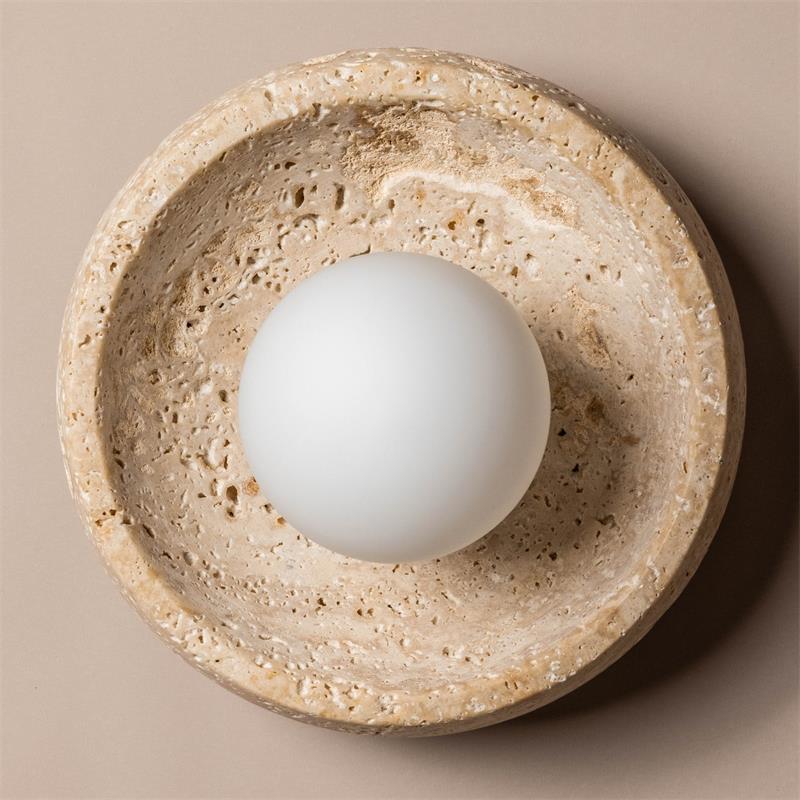 Umirus Modern Minimalist Beige Glass Travertine Wall Lamp - Letslighting