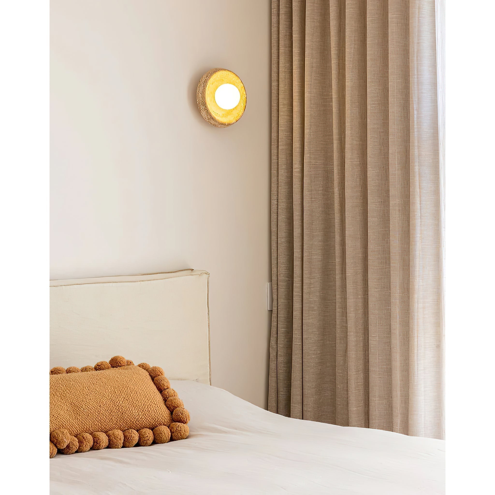 Umirus Modern Minimalist Beige Glass Travertine Wall Lamp - Letslighting