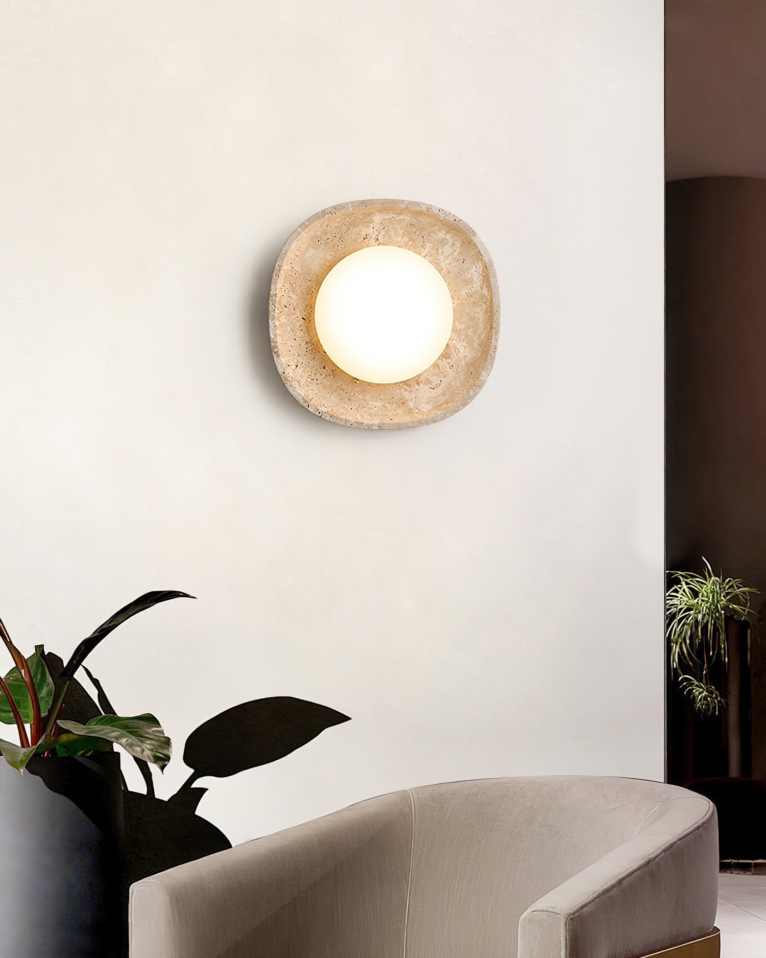 Ritta Wall Lamp Travertine Globe - Letslighting