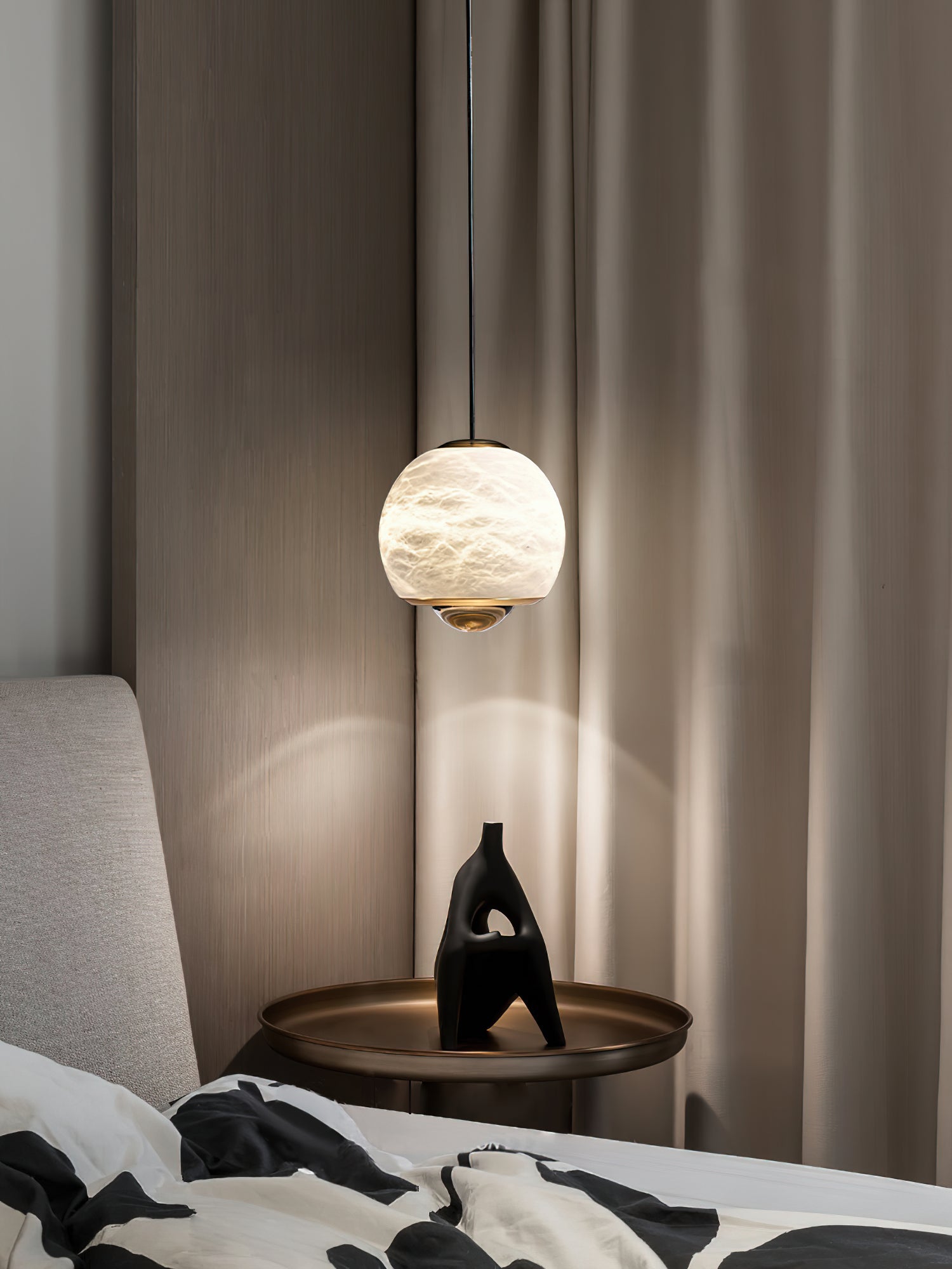 Zephaan Modern Minimalist Brass Alabaster Pendant Light - Letslighting