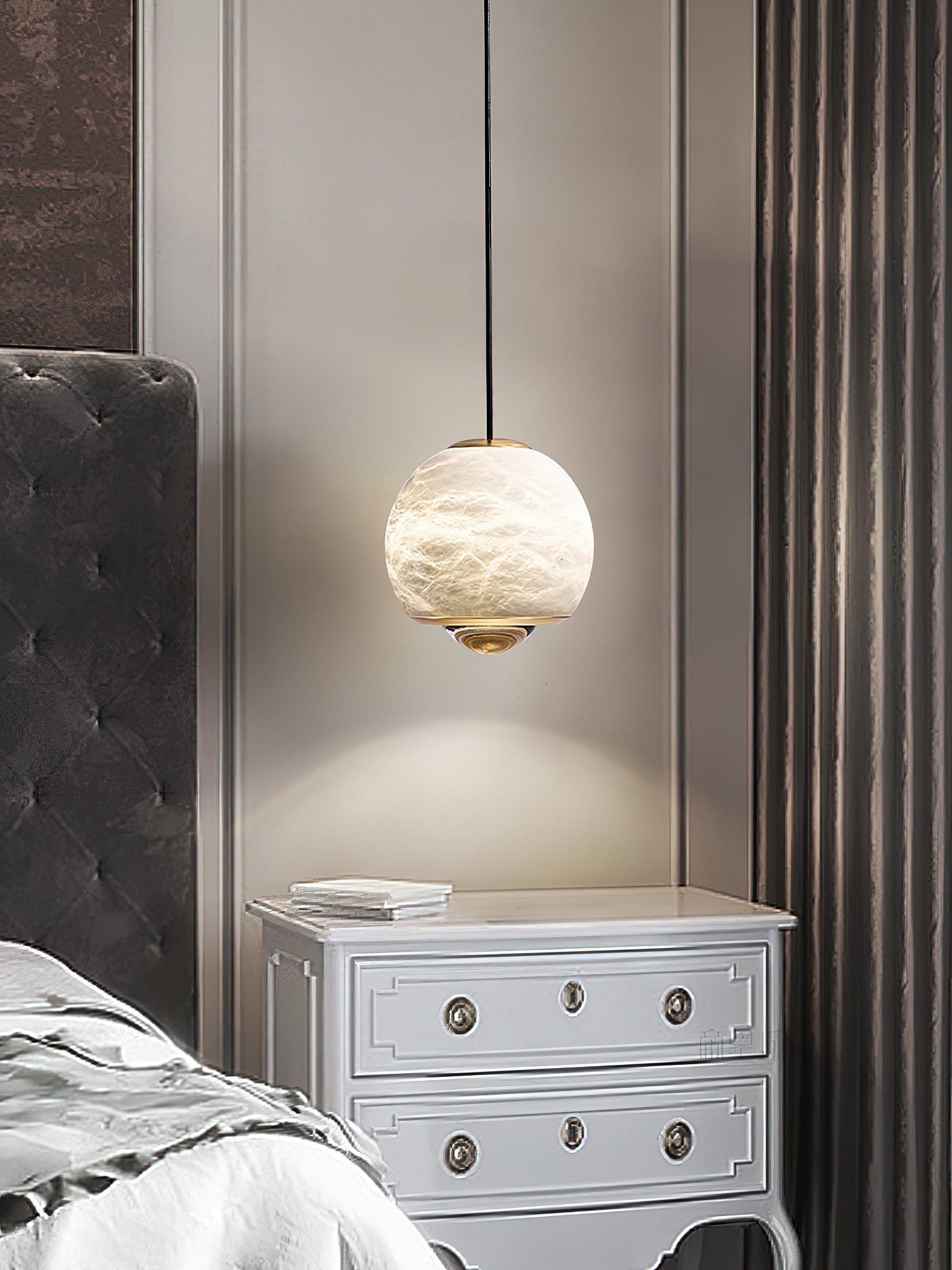 Zephaan Modern Minimalist Brass Alabaster Pendant Light - Letslighting