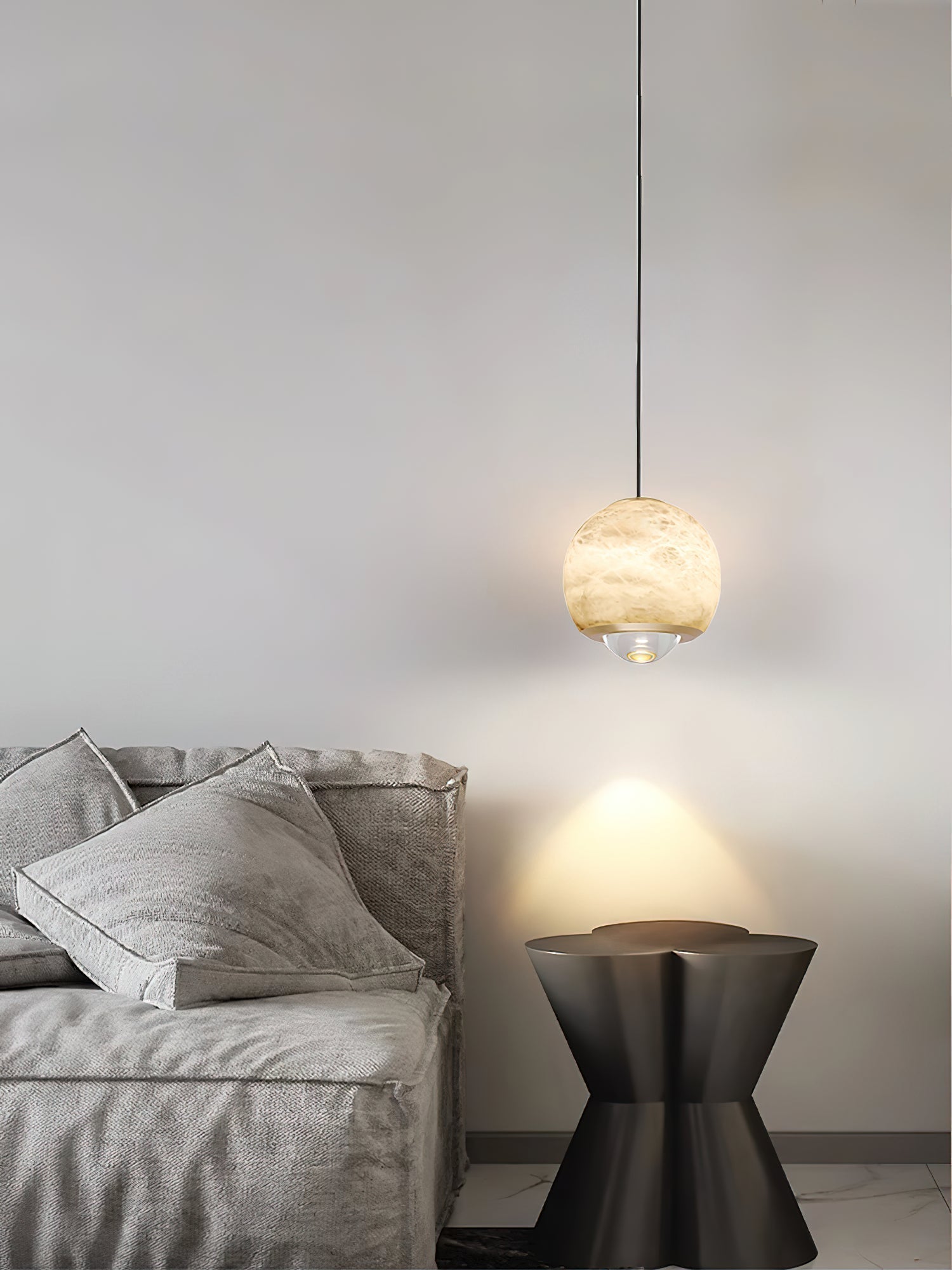 Zephaan Modern Minimalist Brass Alabaster Pendant Light - Letslighting