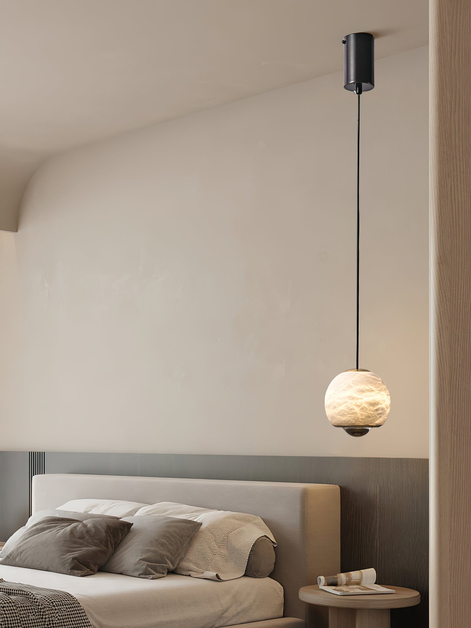 Zephaan Modern Minimalist Brass Alabaster Pendant Light - Letslighting