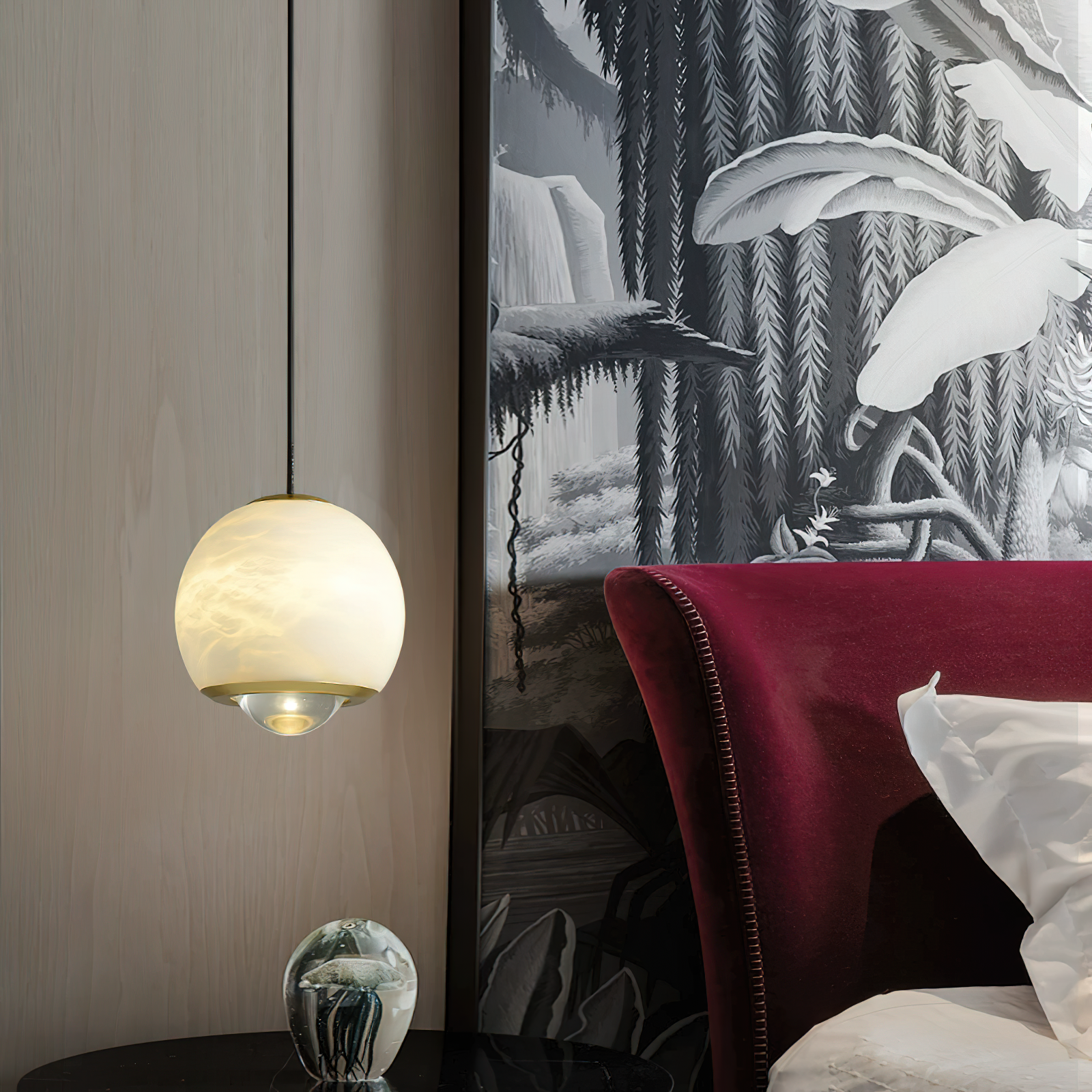 Zephaan Modern Minimalist Brass Alabaster Pendant Light - Letslighting