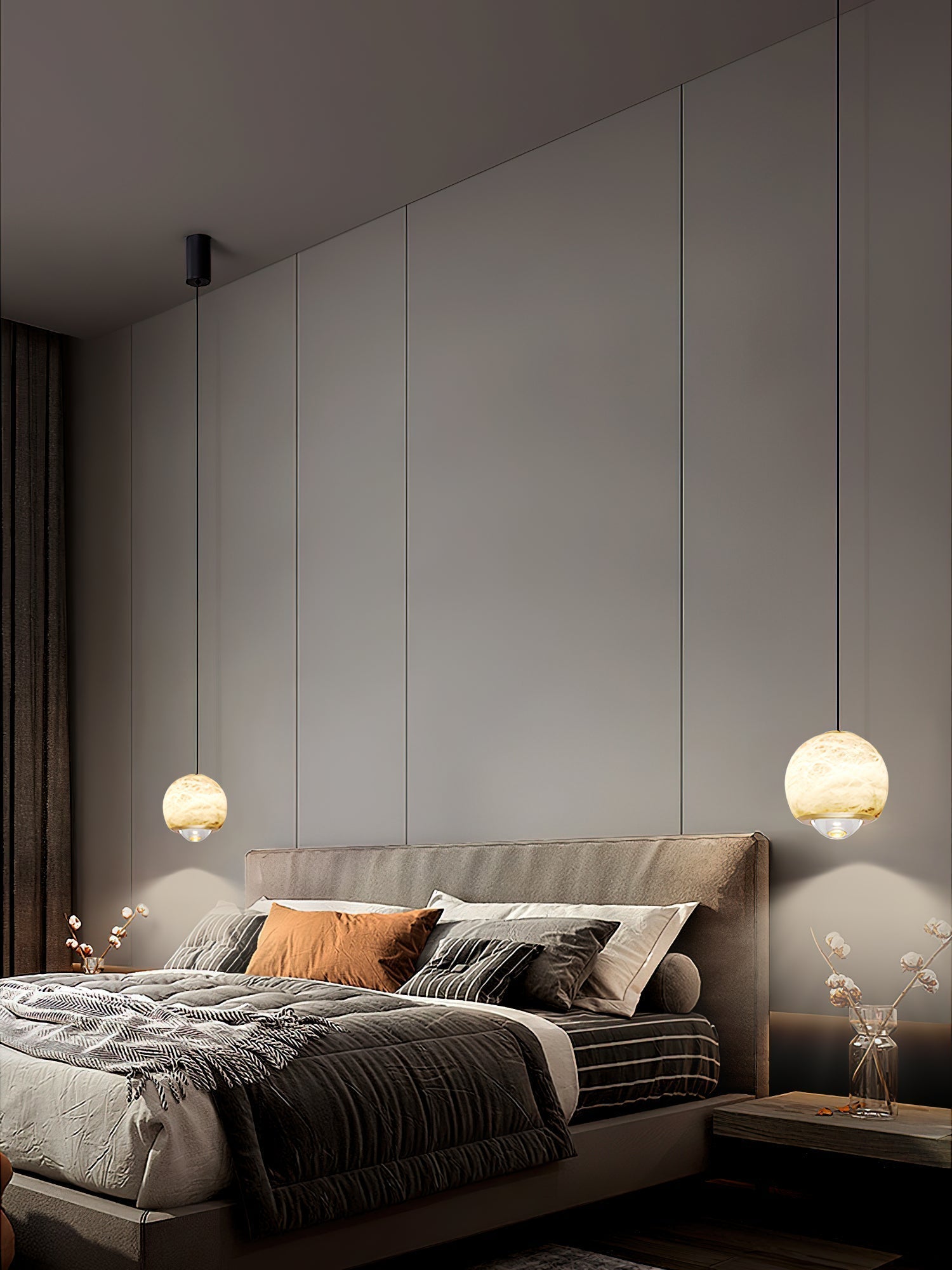 Zephaan Modern Minimalist Brass Alabaster Pendant Light - Letslighting