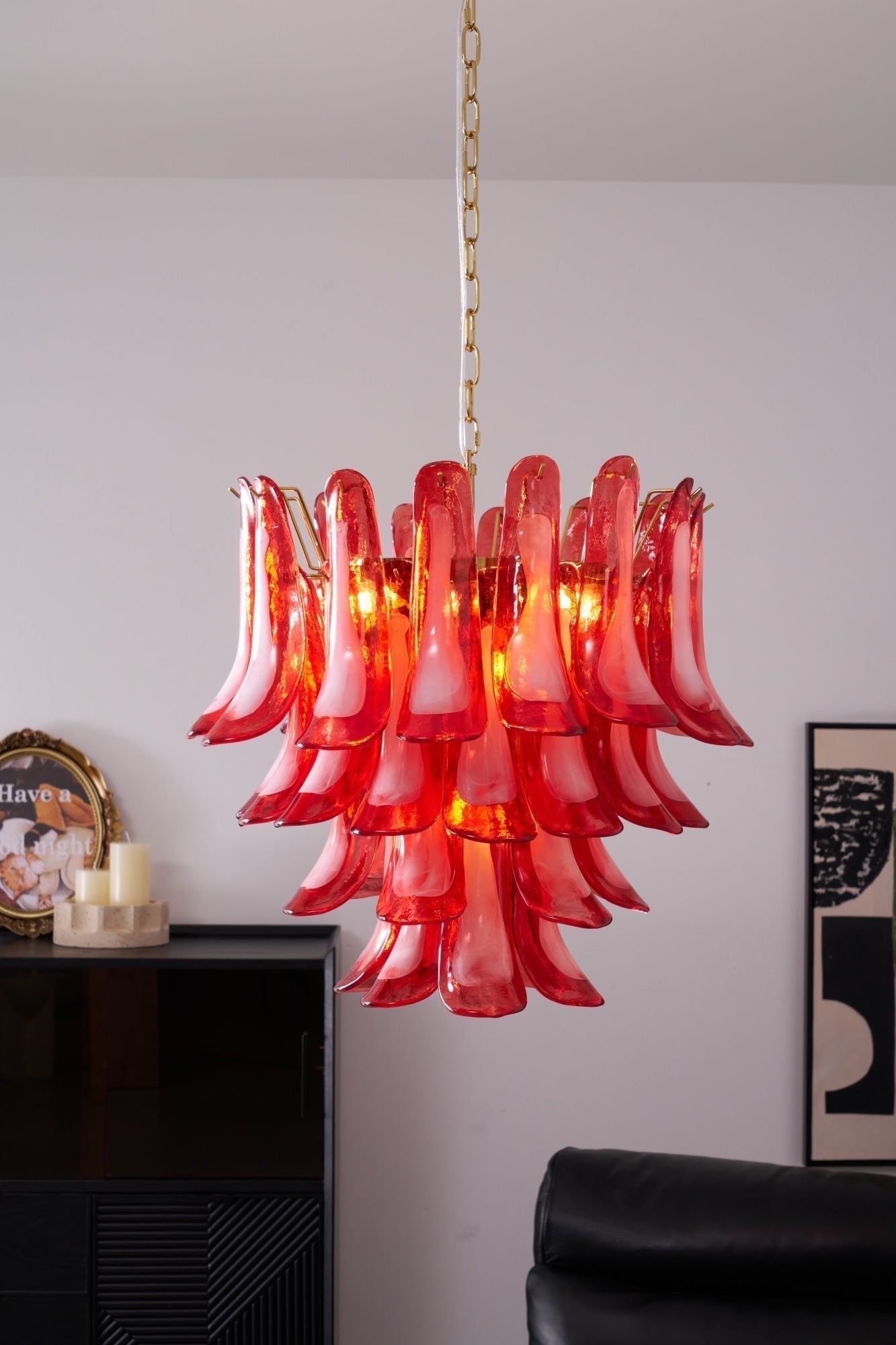 Aurora Chandelier Red Petal Glass Layered Artistic - Neutralighting