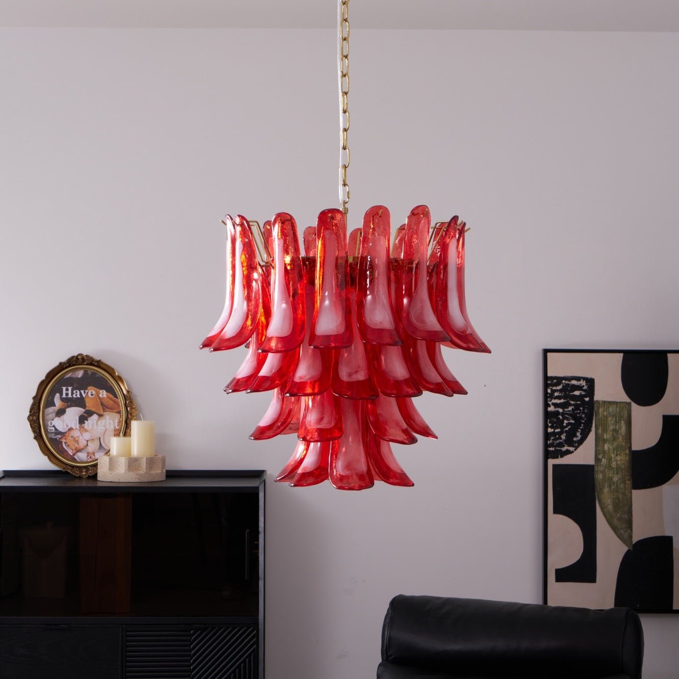 Aurora Chandelier Red Petal Glass Layered Artistic - Neutralighting