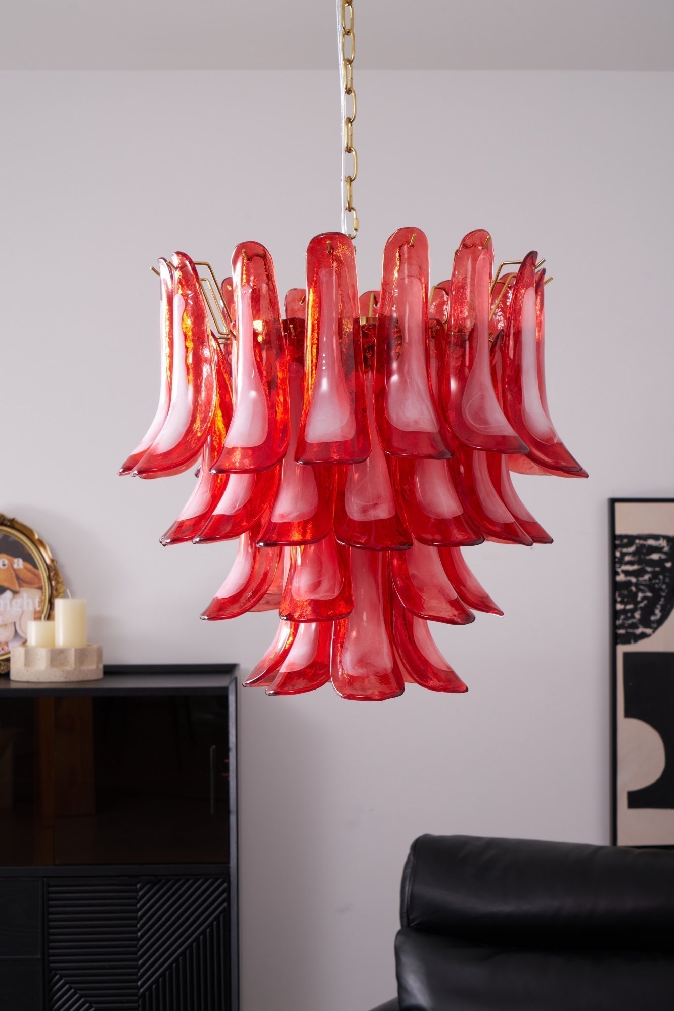 Aurora Chandelier Red Petal Glass Layered Artistic - Neutralighting