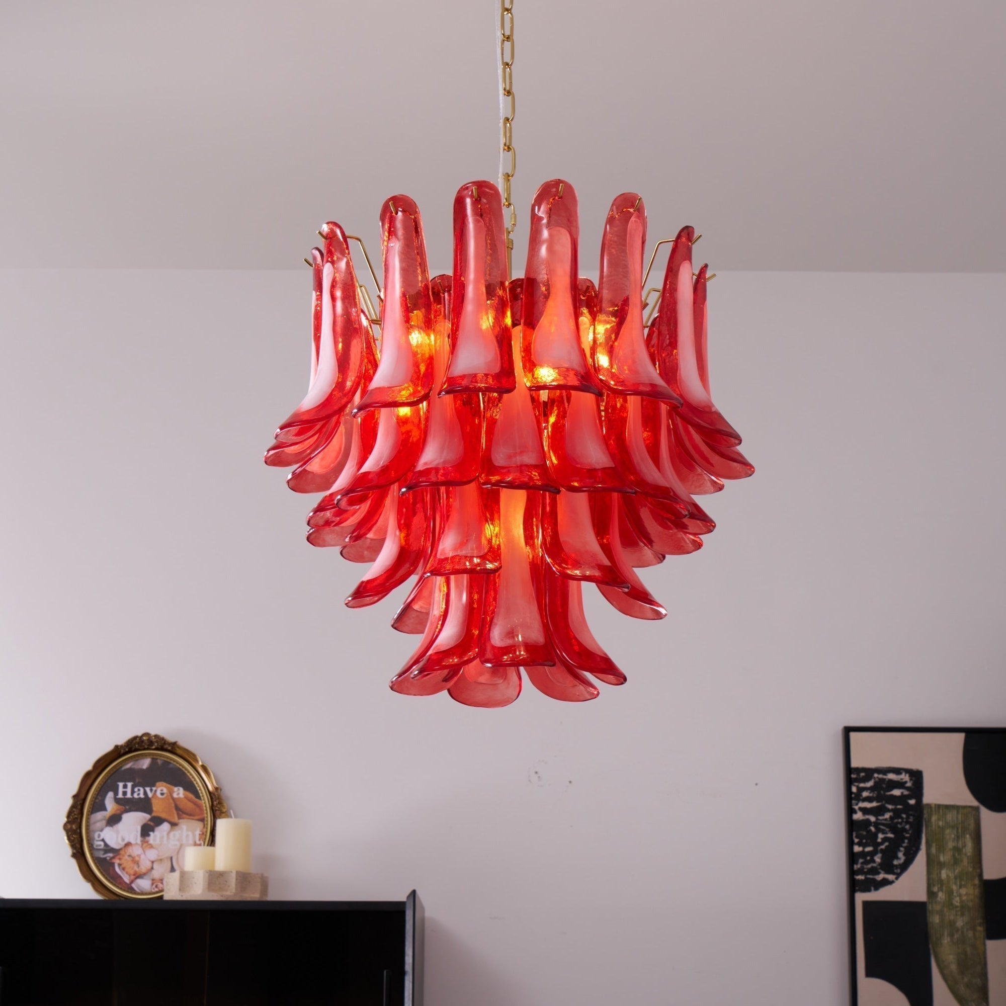 Aurora Chandelier Red Petal Glass Layered Artistic - Neutralighting