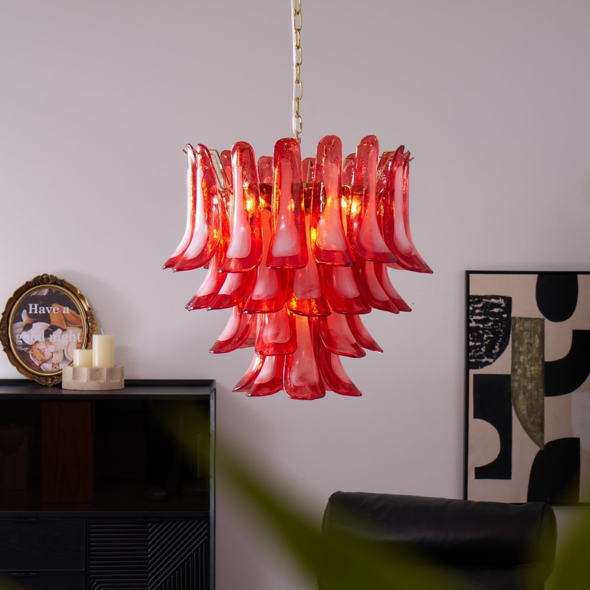 Aurora Chandelier Red Petal Glass Layered Artistic - Neutralighting