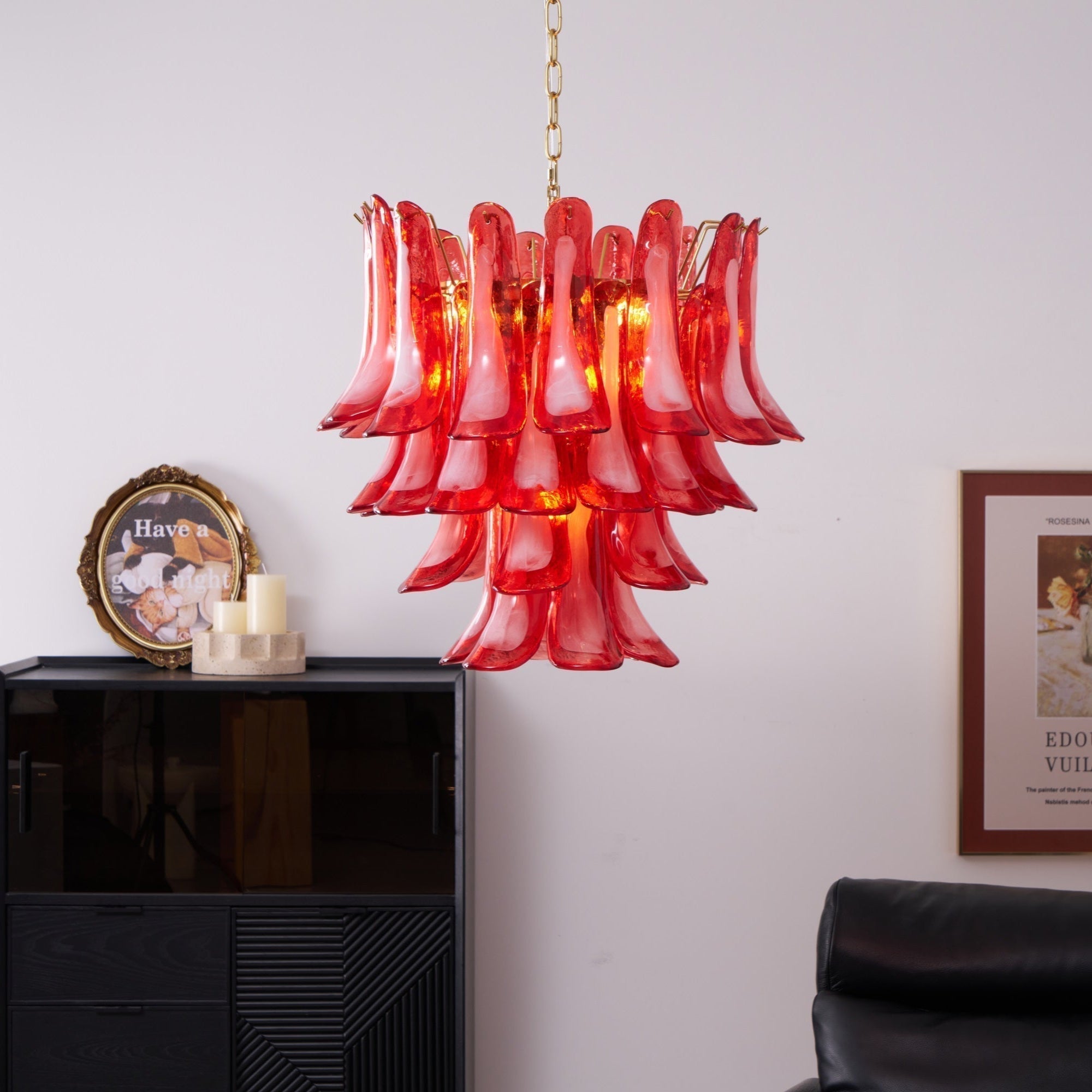 Aurora Chandelier Red Petal Glass Layered Artistic - Neutralighting