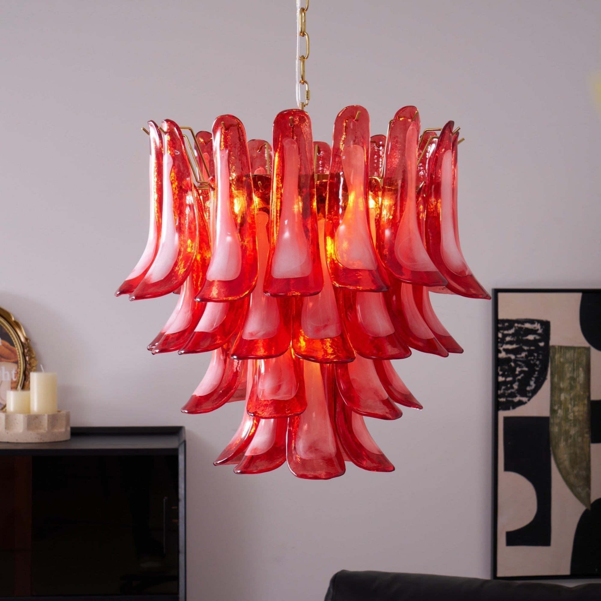 Aurora Chandelier Red Petal Glass Layered Artistic - Neutralighting