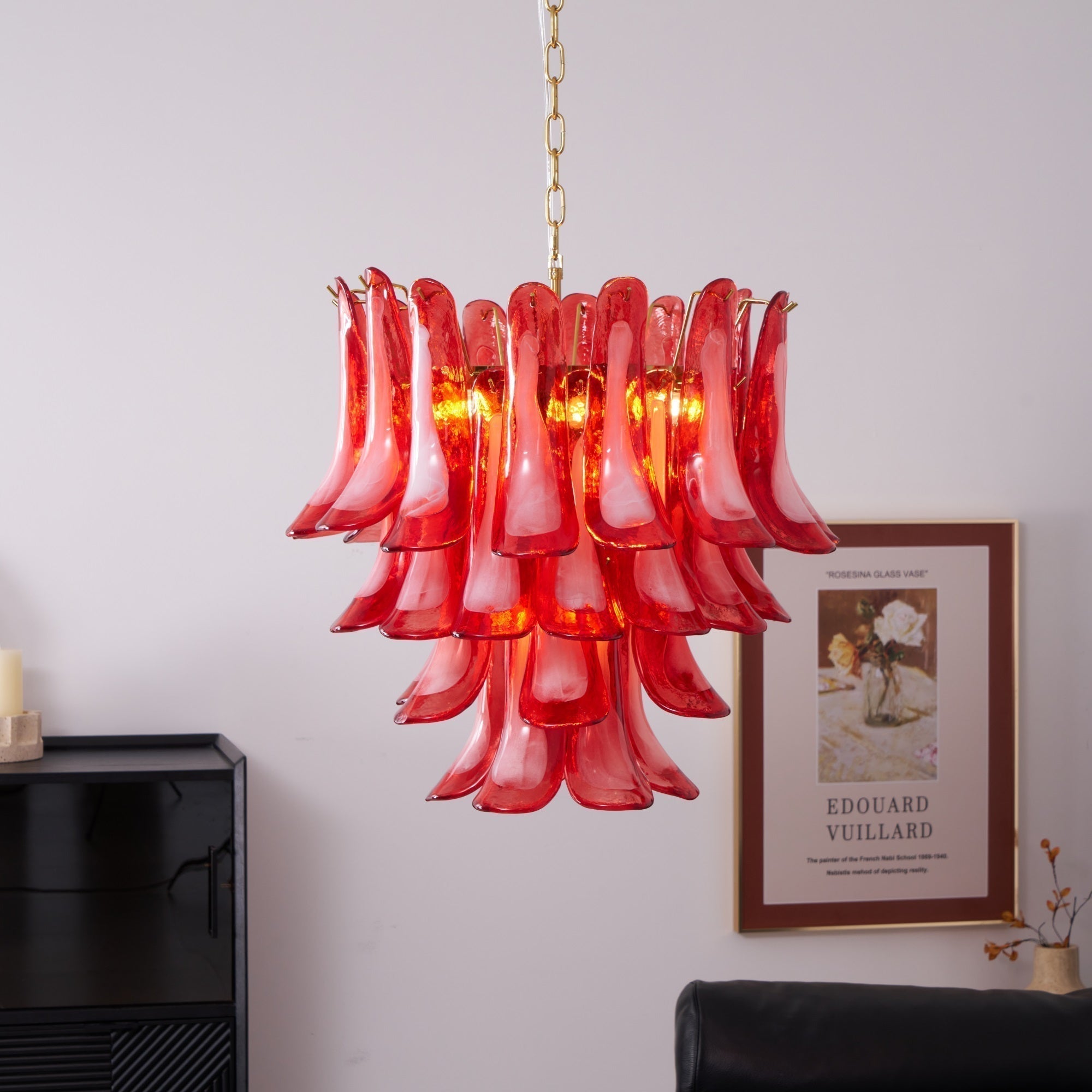 Aurora Chandelier Red Petal Glass Layered Artistic - Neutralighting
