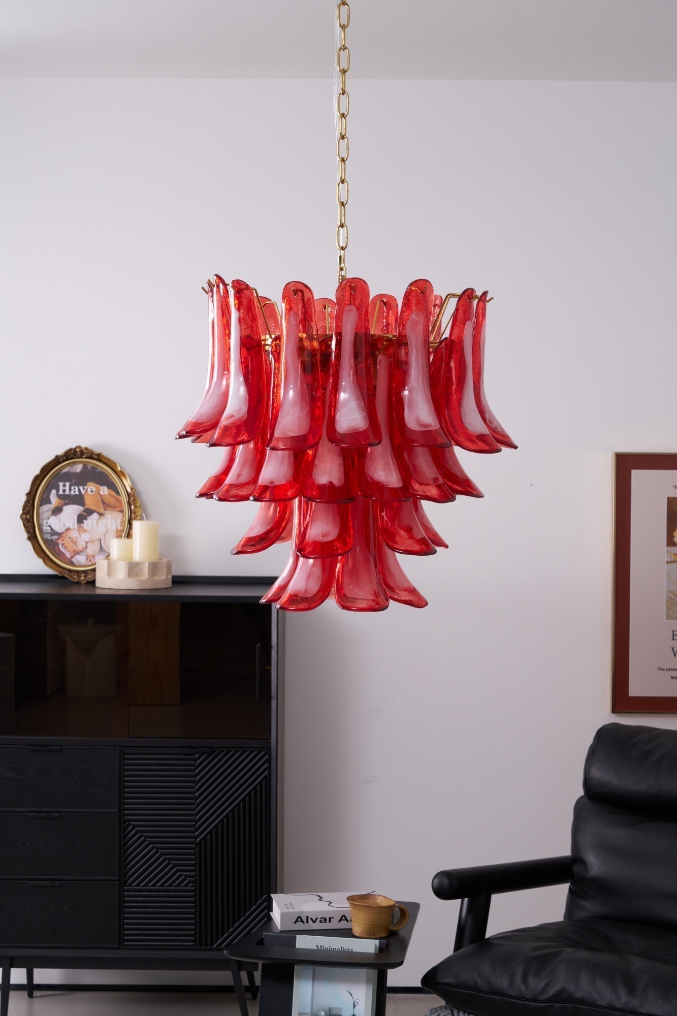 Aurora Chandelier Red Petal Glass Layered Artistic - Neutralighting