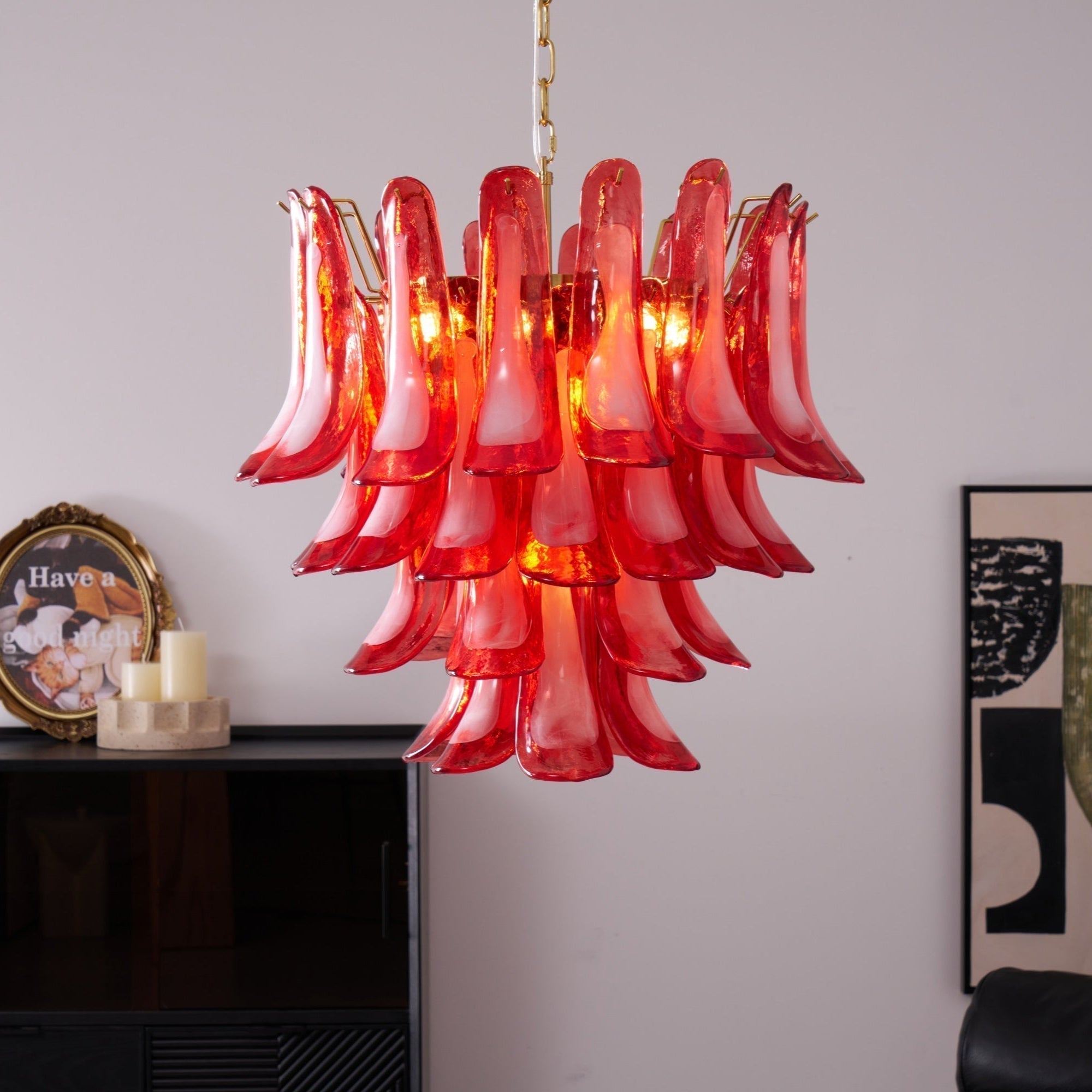 Aurora Chandelier Red Petal Glass Layered Artistic - Neutralighting