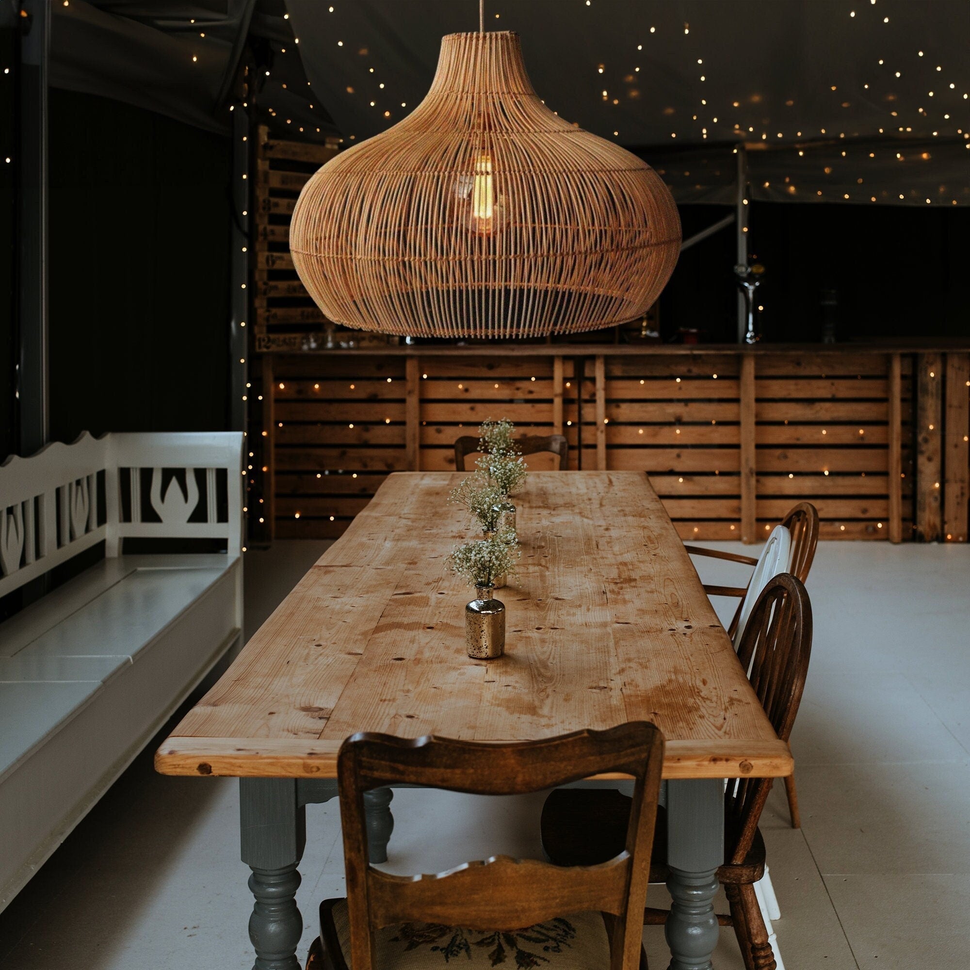 Elsilira Eleganz Natur Rattan Pendelleuchte-Letslighting
