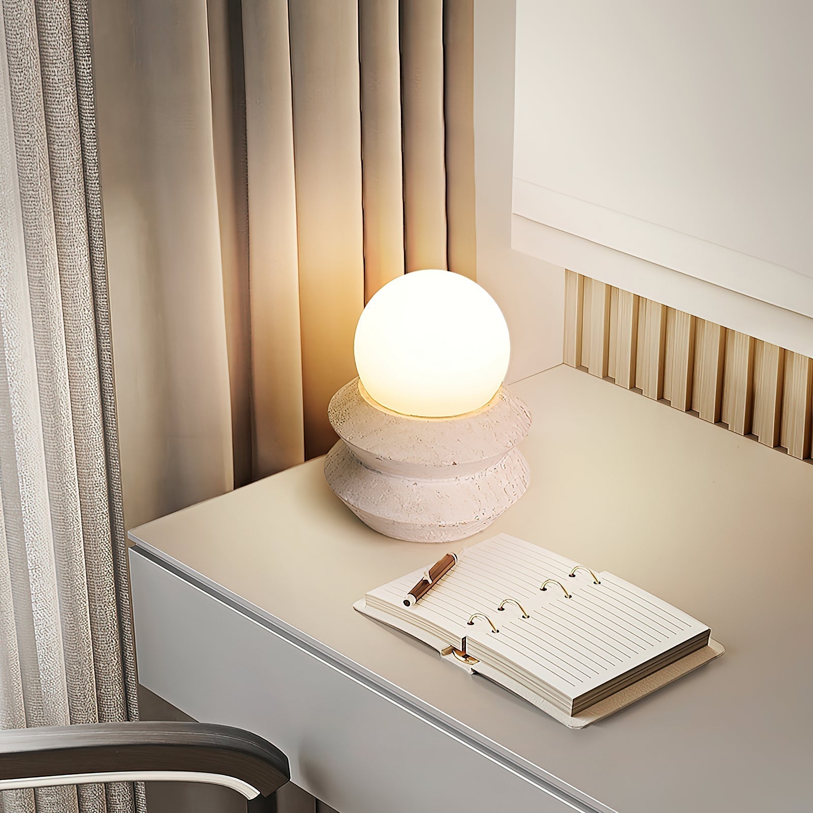 Fin Travertine Table Lamp (Built-in Battery) - Letslighting