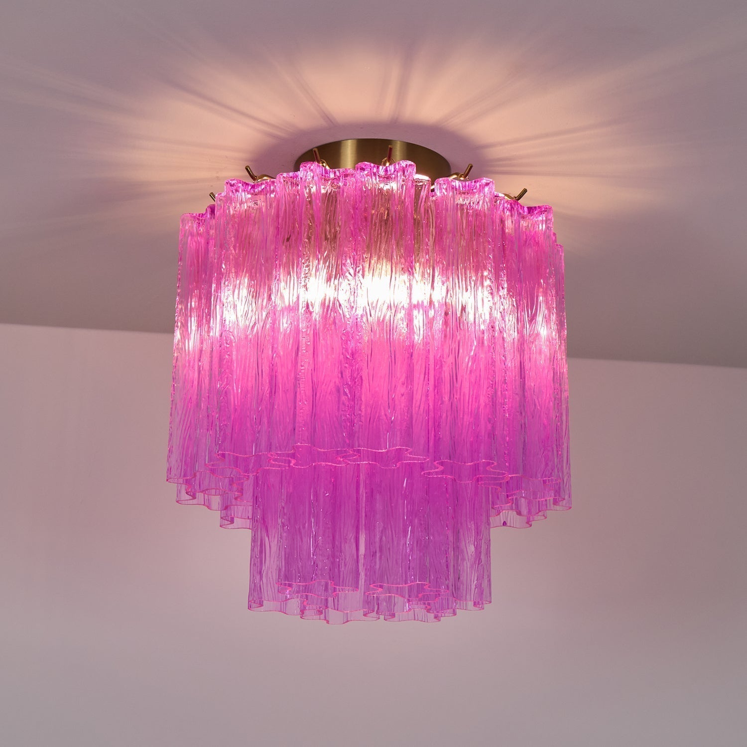 Aurora Ceiling Lamp Purple Murano Glass Tiered Flush Mount - Neutralighting